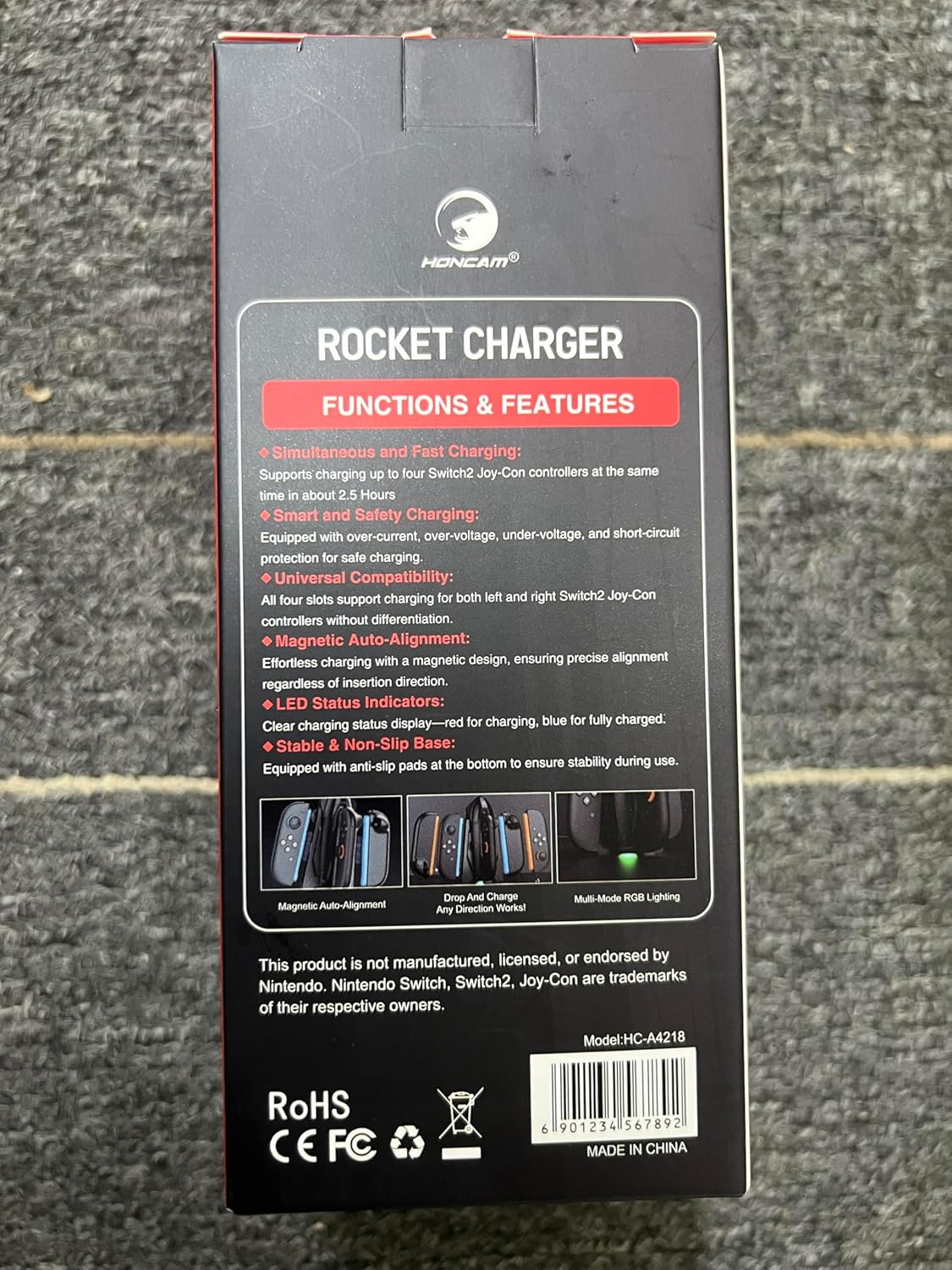 Cloudvalley Controller Charging Dock for Nintendo Switch 2 2025 | 4-In-1 Joycon Charging Dock, Portable Controller Charger | with LED Indicator and USB Type-C Charger Cable image number 2