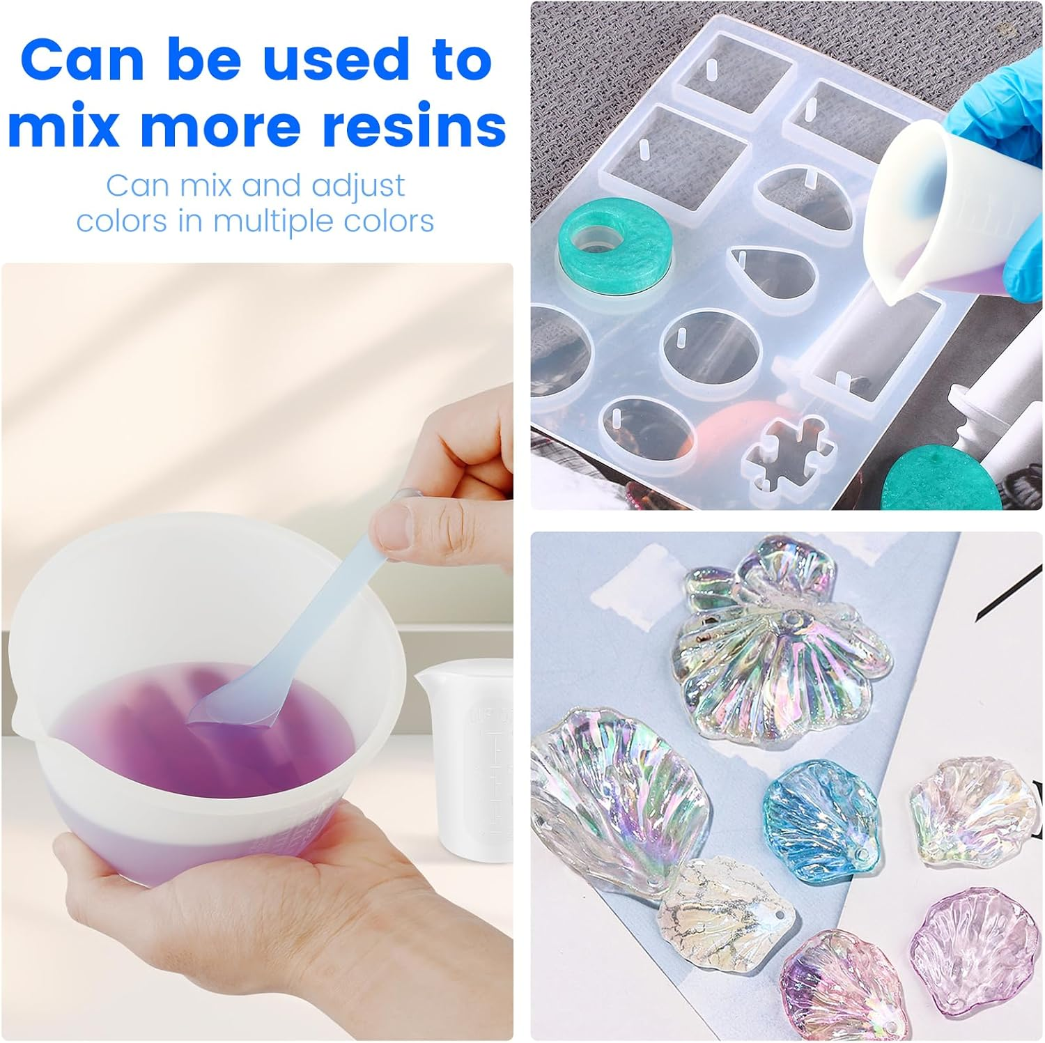 21 Pcs Silicone Measuring Cups for Epoxy Resin, Reusable Silicone Mixing Measuring Cups for Molds Jewelry Making Easy to Clean image number 6