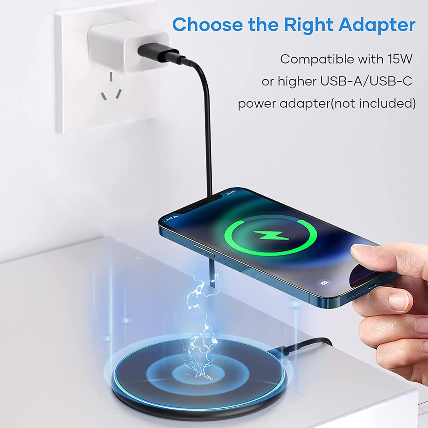 POWERIVER Wireless Fast Charger, Qi Induction Charger Compatible with Iphone 14/15/13/12/11/ Pro/Xs Max/Xr/Xs/X, Airpods 2/3/Pro, Samsung Galaxy S23/S22/S21/S10/S9/S8/Note 20/10 image number 6
