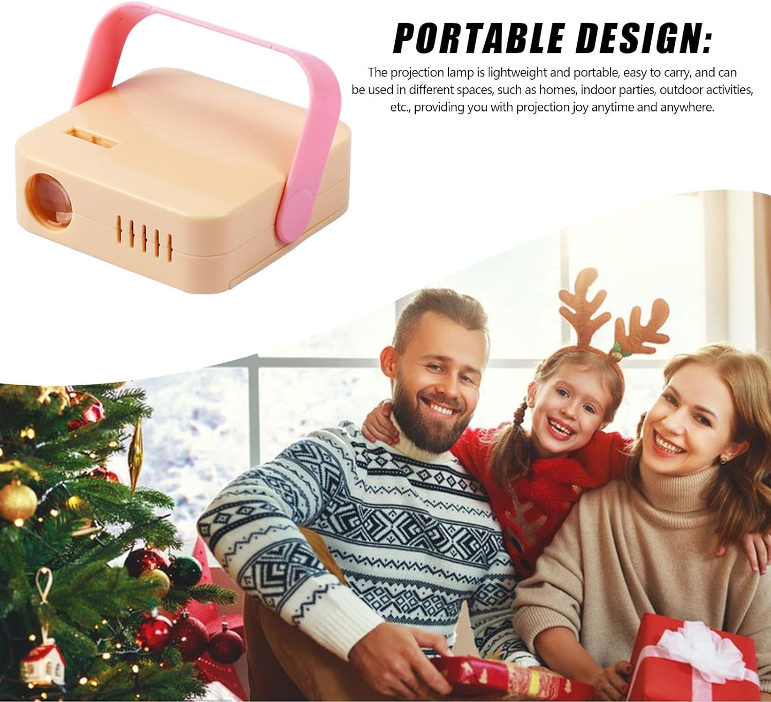 Merry Christmas Projector | Christmas Decorations Light Projector - with Merry Christmas Word Projector Lights for Girl Photo Props Handle Design