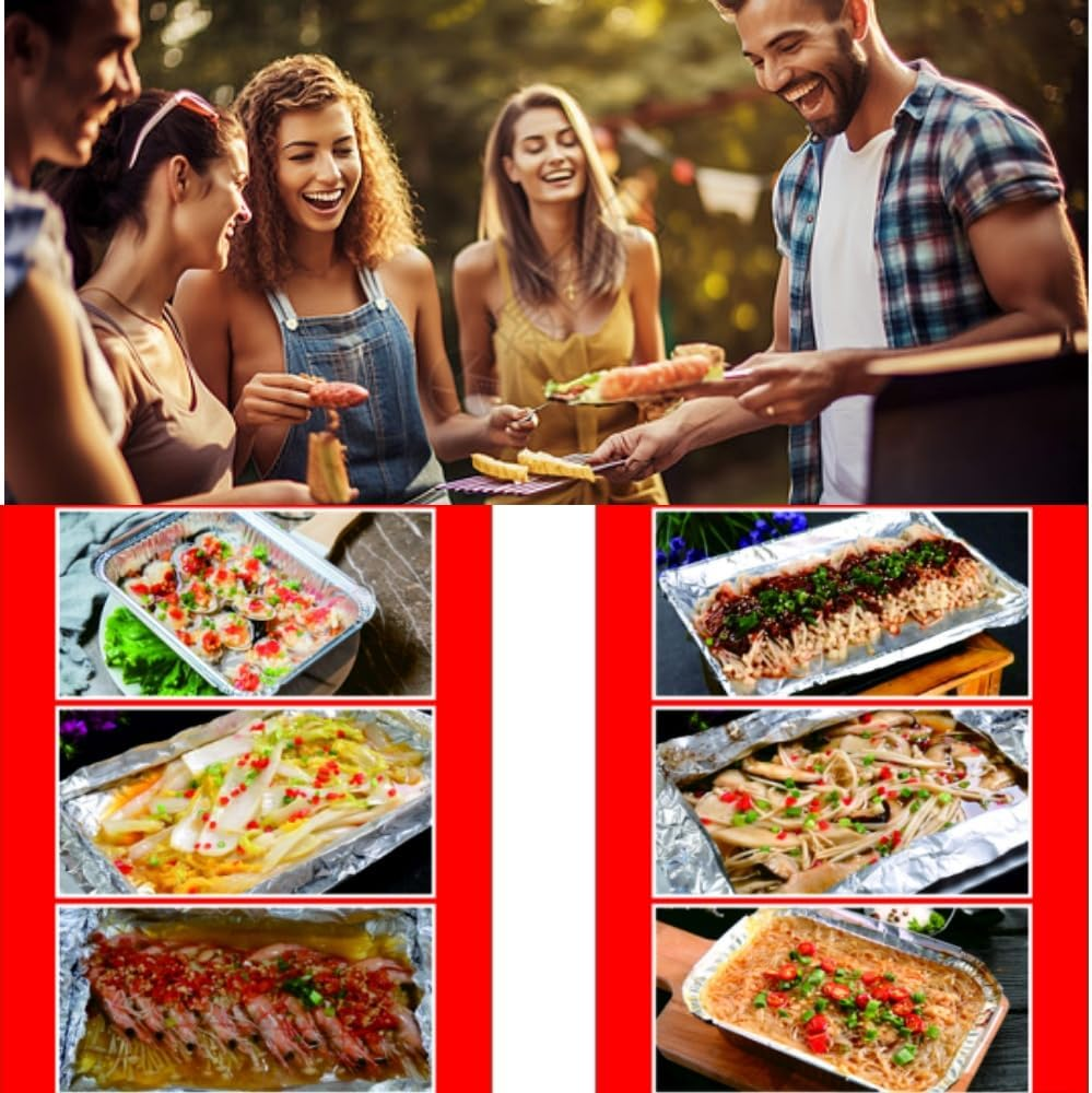 Jindizi 100Pcs Tin Foil Box Barbecue Tin Foil Pans Aluminum Pan Small Foil Pans Aluminum Trays Tin Pans Steamer Pan Baking Tin Donut Cake Baking Tools Kitchen Gadgets Aluminum Foil Silver image number 5