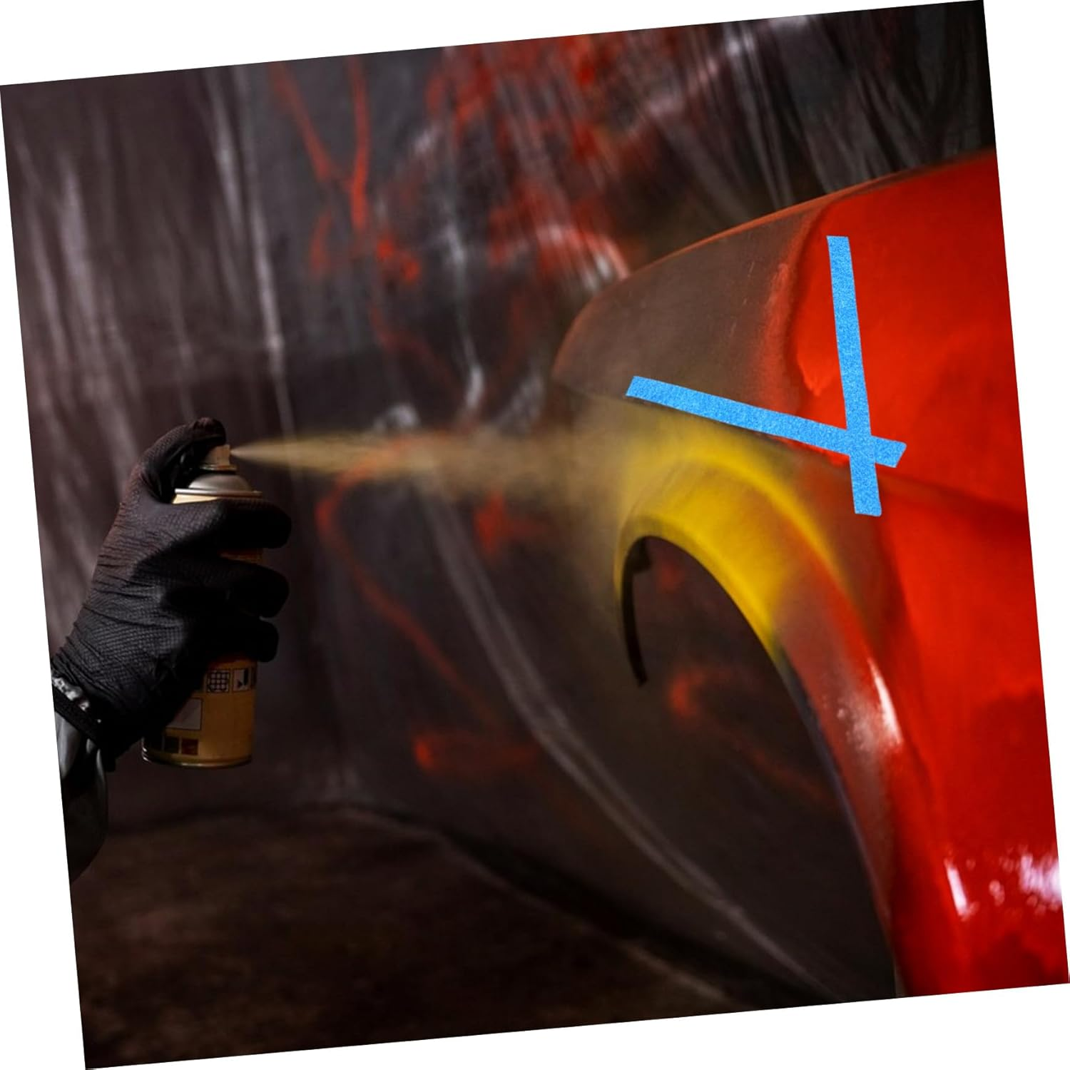 WOONEKY 4 Rolls High-Adhesive Blue Masking Tape Paint Tape for Automotive Painting DIY Craft Labeling with Crinkled Pattern Design image number 5