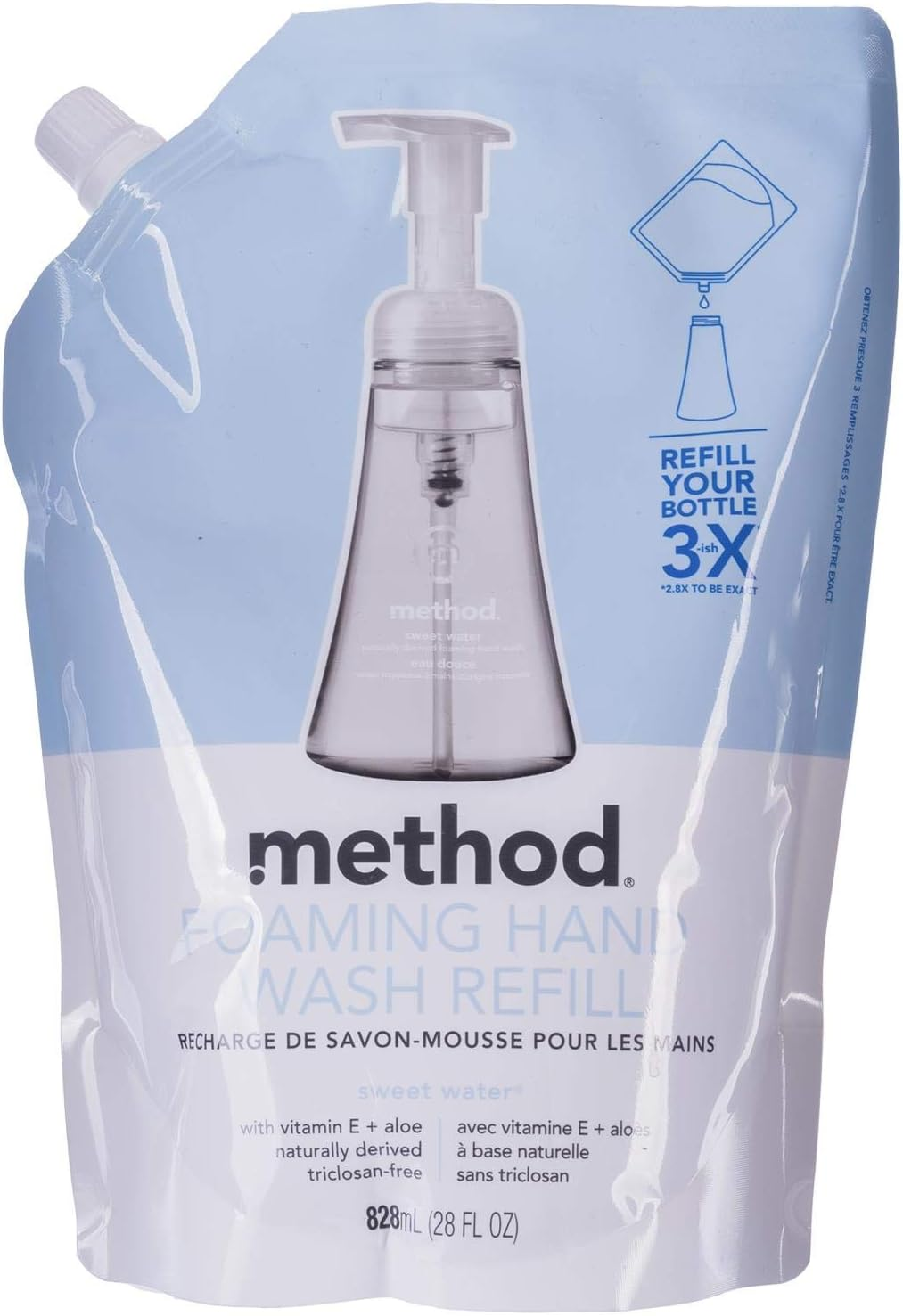 Method Foaming Hand Wash Refill, Sweet Water Fragrance Hand Soap, 828 Ml