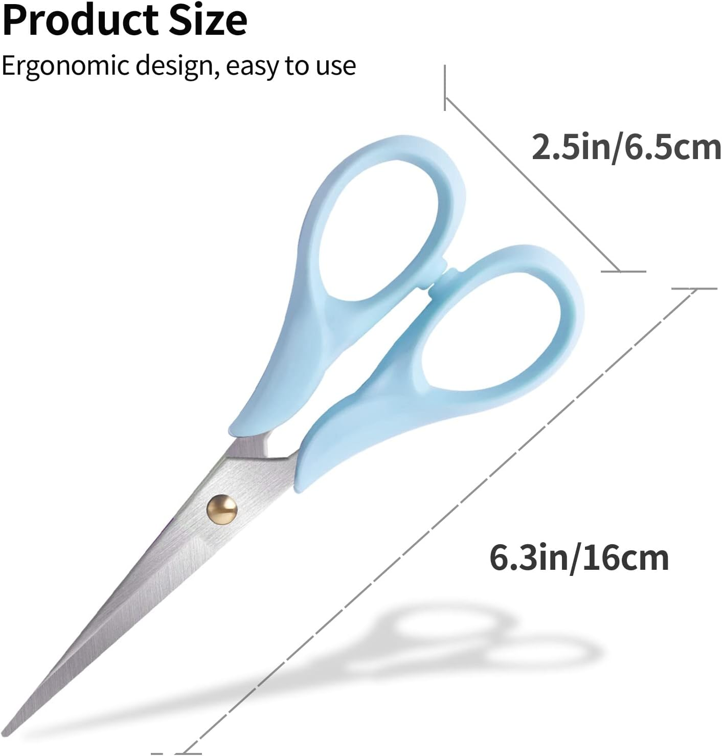 Scissors Blue, Stainless Steel Blade with Acrylic Handle, All Purpose Scissor for Office, School, Home, Fabric Shears, Tijeras image number 5
