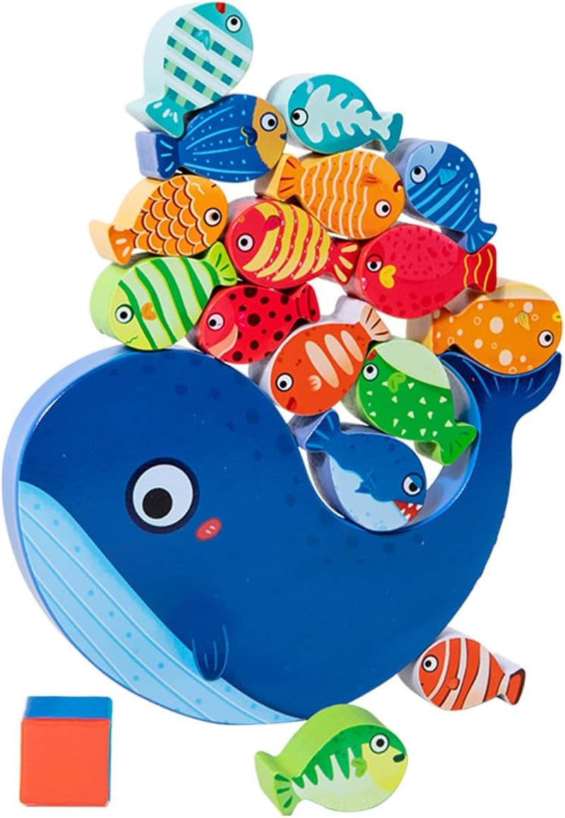 Fish Wooden Balance Stacking Toys, Whale Balance Stacking Blocks Game,Toys for Kids Aged 3+ and Adults，Family Games and Cute Animal Tabletop Decoration for Living Room Office Bedroom image number 4