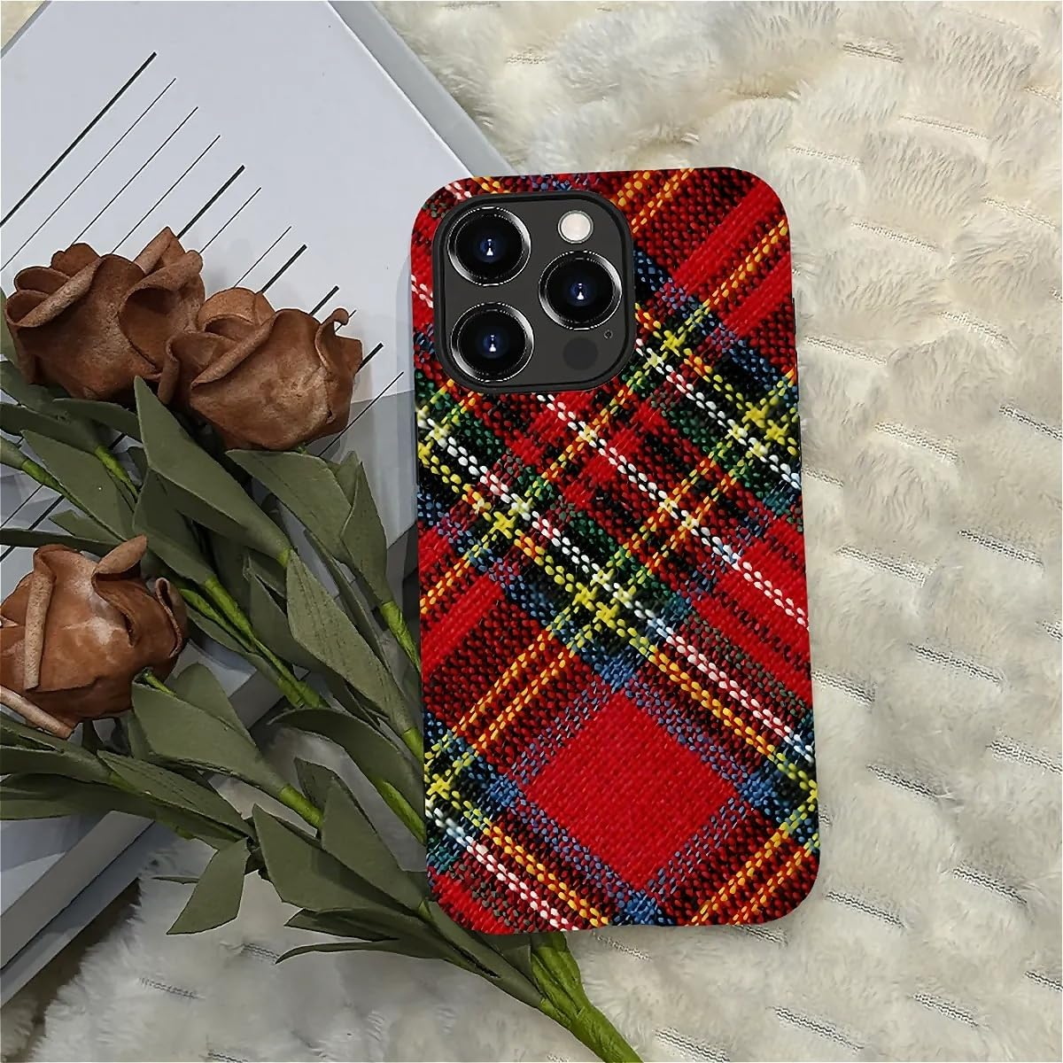 DAIZAG Case Compatible with Iphone 14 Pro Max,Durable Shock Protection Cover for Girl Women,Christmas Tartan Plaid image number 4
