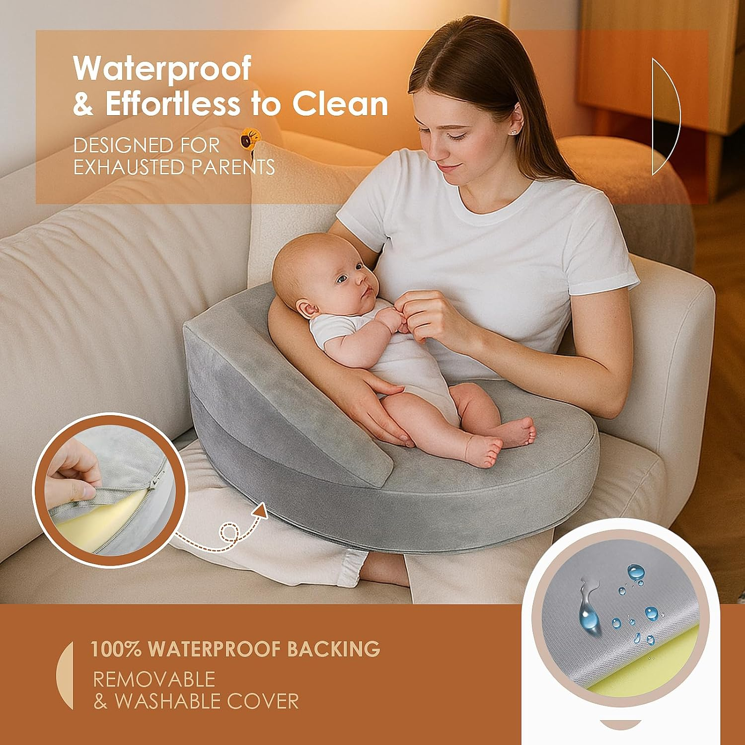 Memory Foam Nursing Pillow - Pioneering Safety Fence-Plus Size Breastfeeding Pillow for Ergonomic Comfort & Support-Easier and Healthier Nursing - Fit for All, Removable Cover image number 1