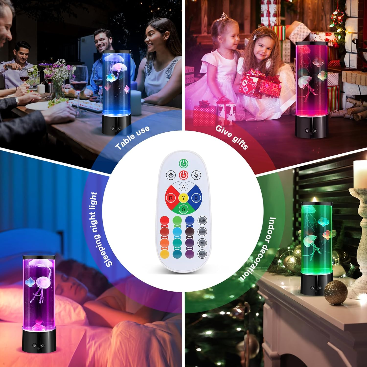 Abeststudio LED Jellyfish Lava Lamp, round Jellyfish Aquarium Light - 17 Colour Changing, 4 Modes Lighting, Dimmable Jellyfish Aquarium Lamp for Decor Home Office Relax Night Light Great Gifts for Kid image number 4