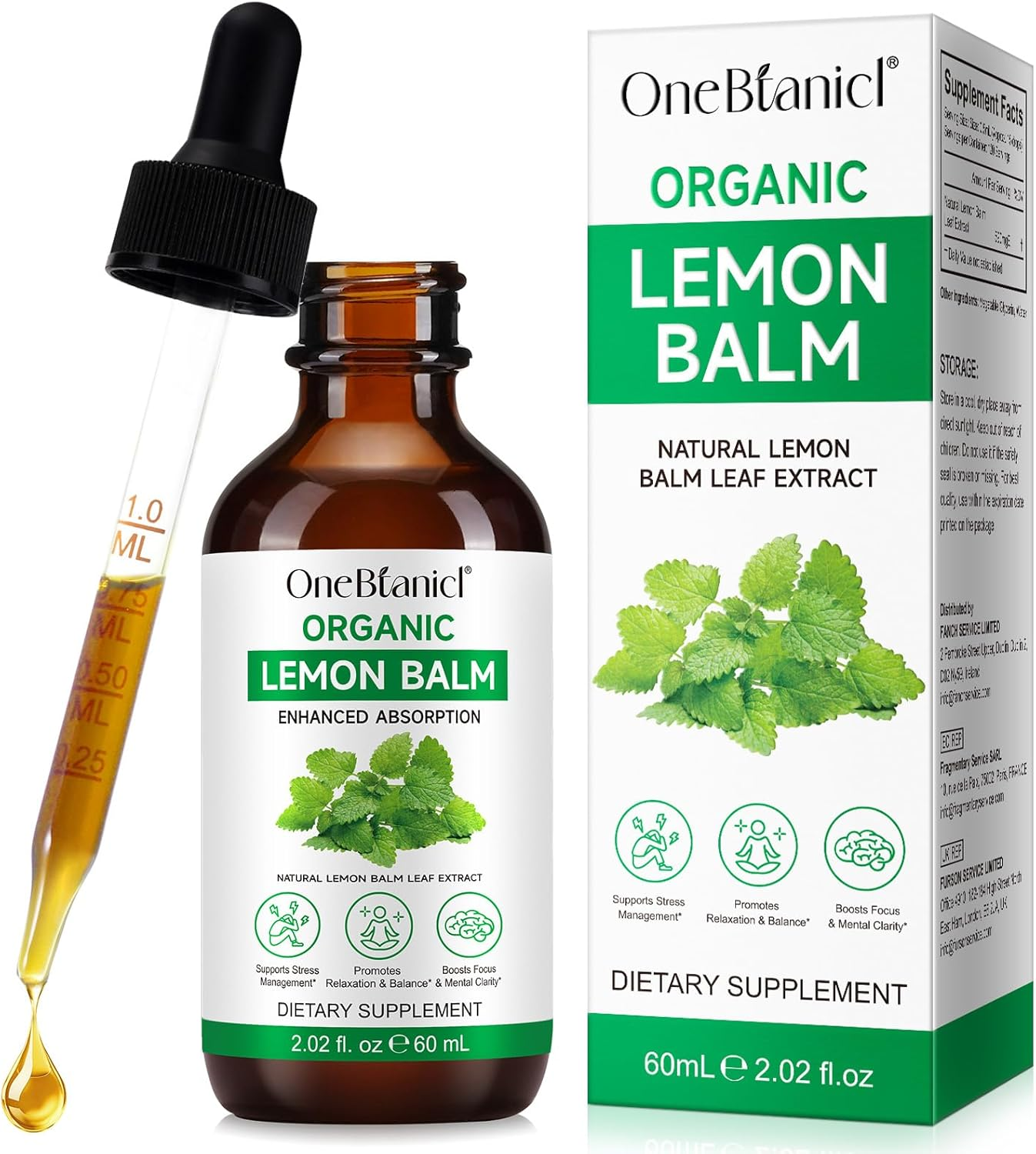 Organic Lemon Balm Liquid Extract 60Ml | Natural Lemon Balm Leaf Extract | Alcohol-Free Tincture | Vegan & Non-Gmo | Liquid Herbal Supplement for Daily Balance