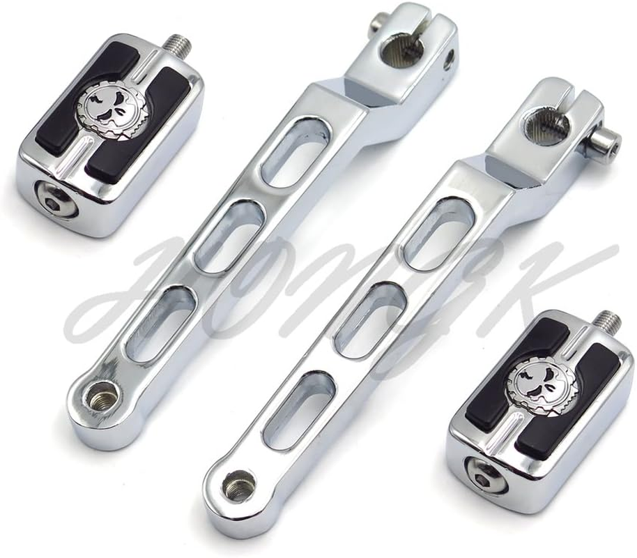 HONGK- Chrome Aluminum Heel/Toe Shift Levers with Skull Shifter Pegs Compatible with H-D Heritage Softail FLST 1986-Later [B07FDKPVMN] image number 4