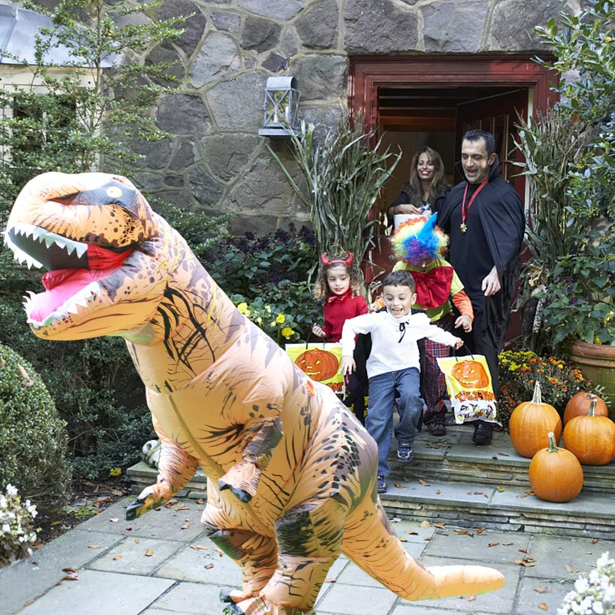 Inflatable Dinosaur Costume for Adult T-Rex Blow up Costumes for Women Men,Funny Halloween Costumes Party Cosplay image number 6