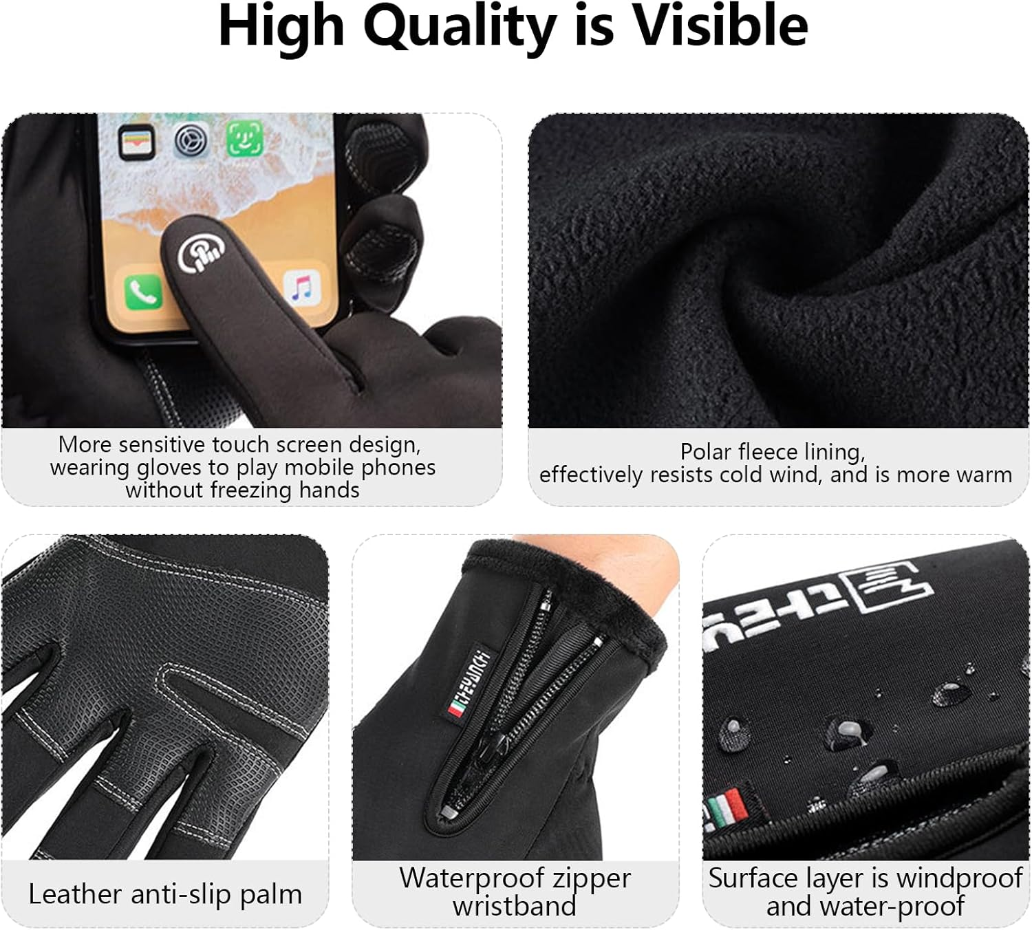 ZVCXOE Outdoor Gloves 2-Fingered Fishing Gloves Cold Weather Gloves Windproof Waterproof Fleece Lining Warm Forrunning Hiking Fishing image number 2