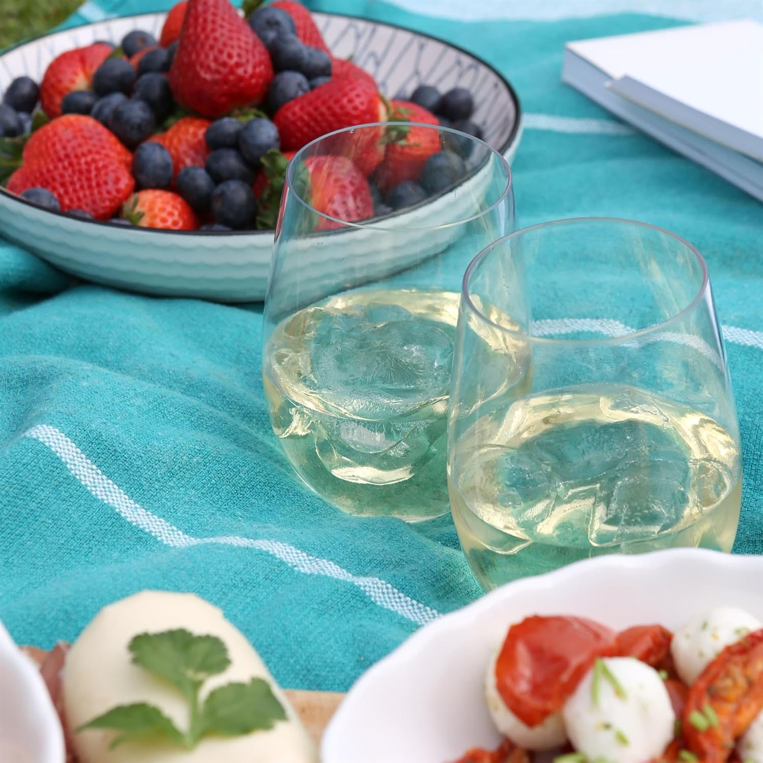 Argon Tableware Reusable Plastic Glasses - 480Ml - Pack of 12 - Stemless Wine Glasses - Clear Cocktail Champagne Tumbler Drinking Cups for Garden, Parties, Weddings, BBQ and Picnic image number 4