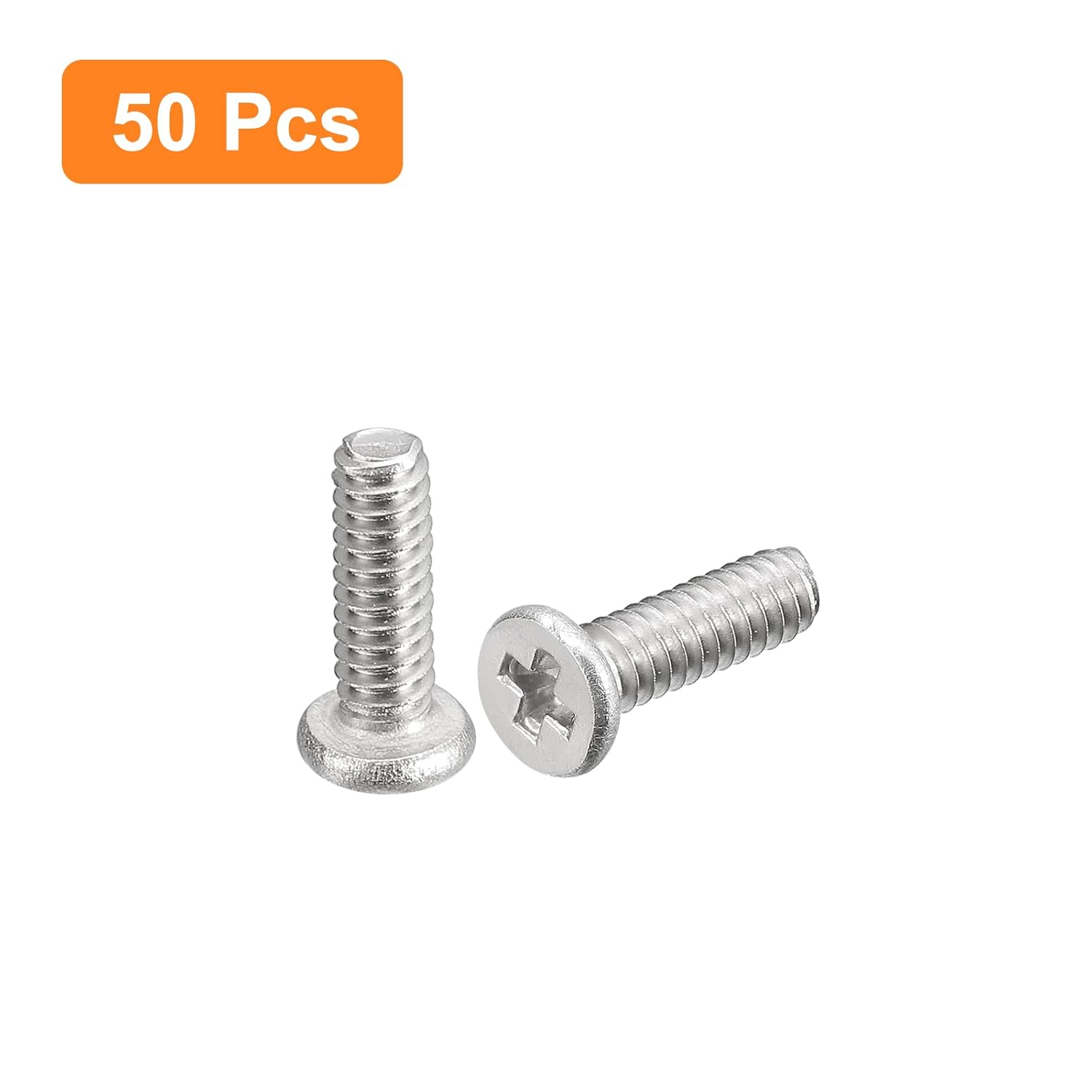 Uxcell M1.6-0.35 X 5Mm 50Pcs Flat round Head Screws 304 Stainless Steel Phillips Drive Machine Screws Hardware Fastener for Furniture Connection
