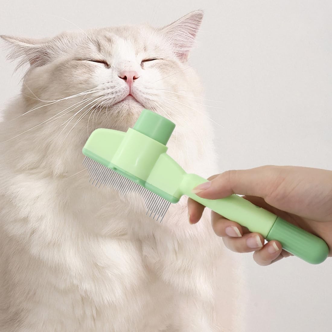 OUDQFCJ Pack of 2 Self-Cleaning Flea Comb and Grooming Brush for Pets, Flea Comb for Cats and Dogs with Button for Quick Cleaning of Lost Hair