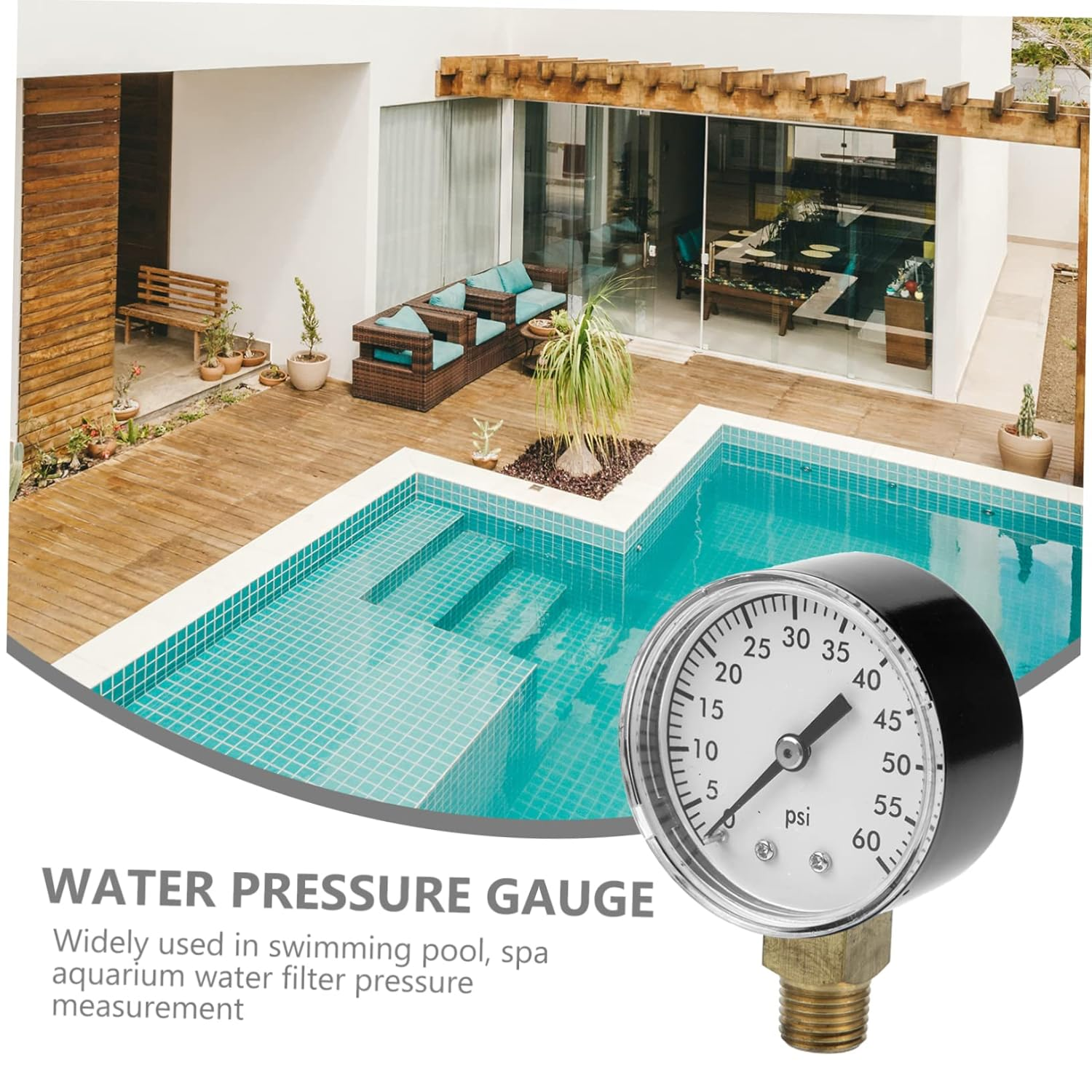 BESPORTBLE 50Mm Water Pressure Gauge 0-60Psi Pressure Gauge for Swimming Pool for Home and Park Use image number 2