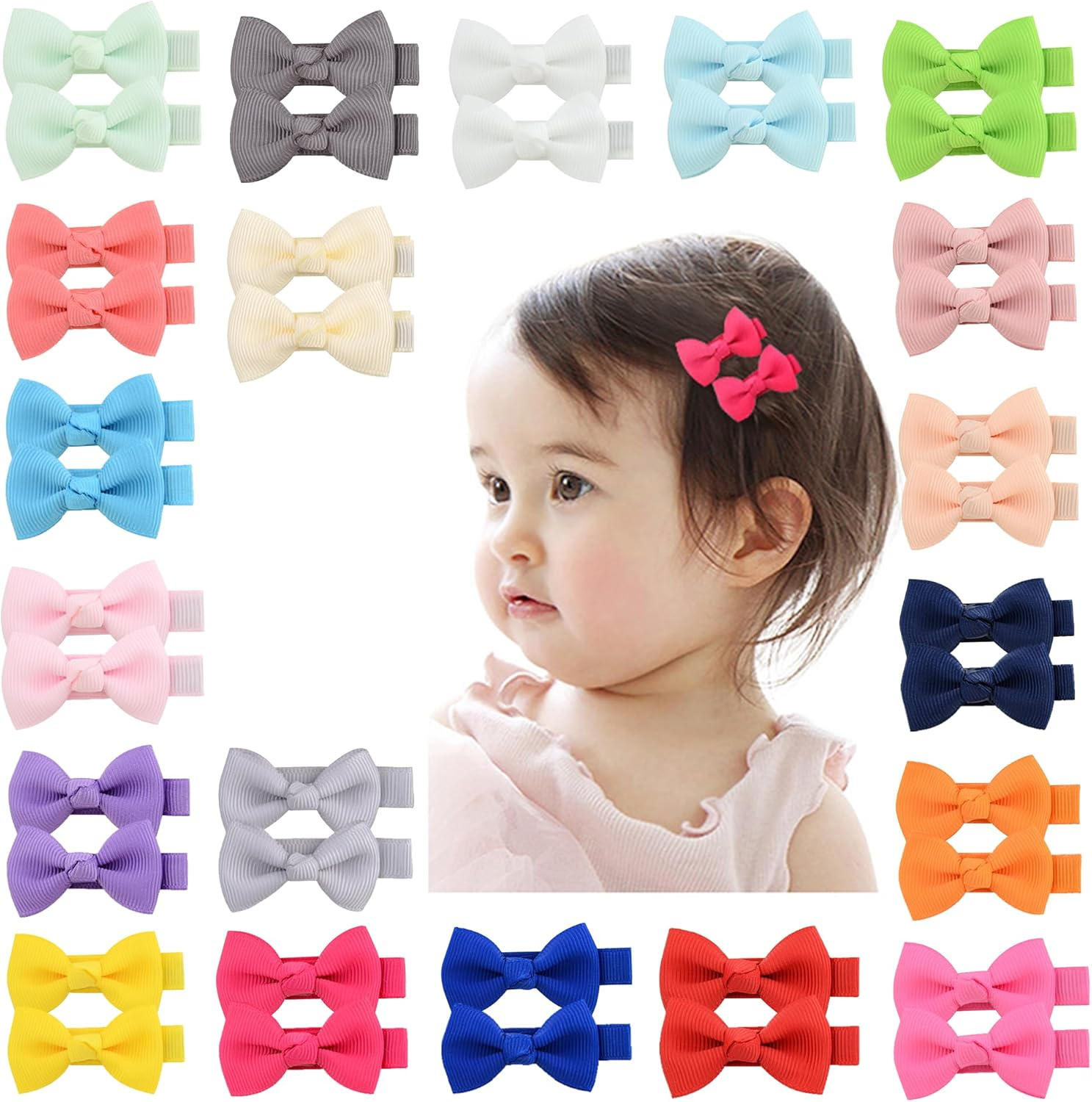 JOVALA 40Pcs Baby Girls Hair Bows Alligator Clips Grosgrain Ribbon 2'' Girls Bows Clips Barrettes Hair Accessories for Infants Baby Toddlers Kids Teens image number 6