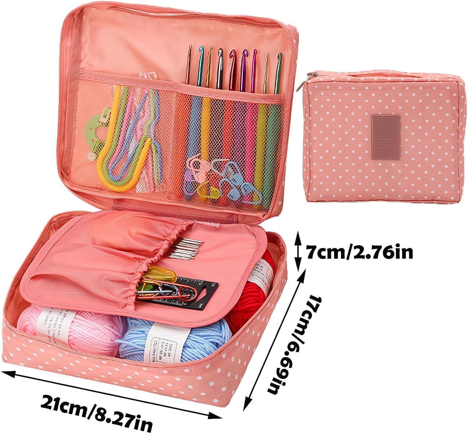 REGODI Crochet Kit, Pink Knitting Kit for Beginners with Crochet Yarn, Hooks, Accessories & Portable Storage Bag - Great for Adults, Elderly and Kids