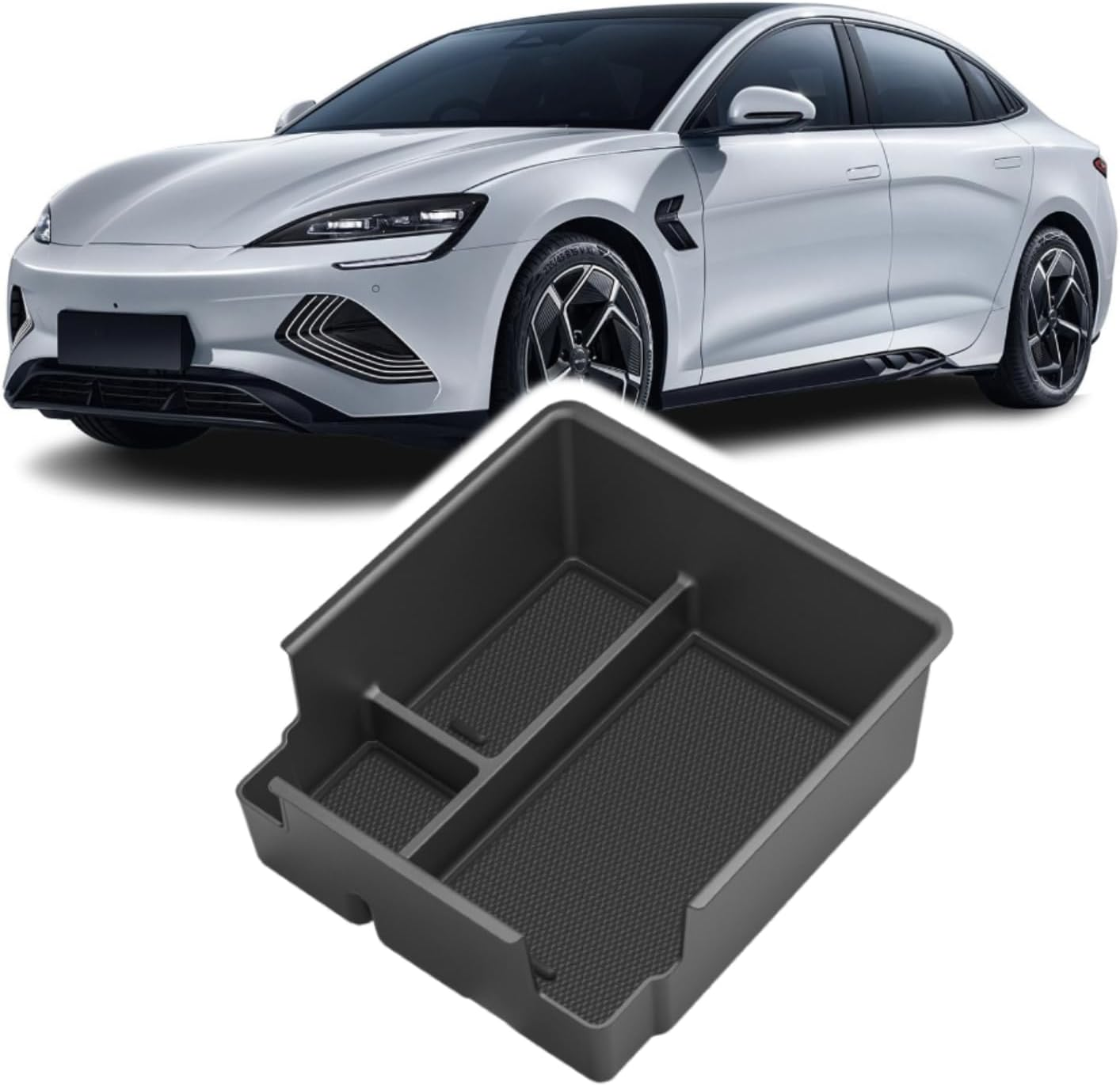 Center Console Organizer for BYD Seal EV 2024 2025 2026 Seal Interior Organizer Center Console Holder Tray Armrest Storage Box with Non-Slip Silicone Mats EV24 image number 1