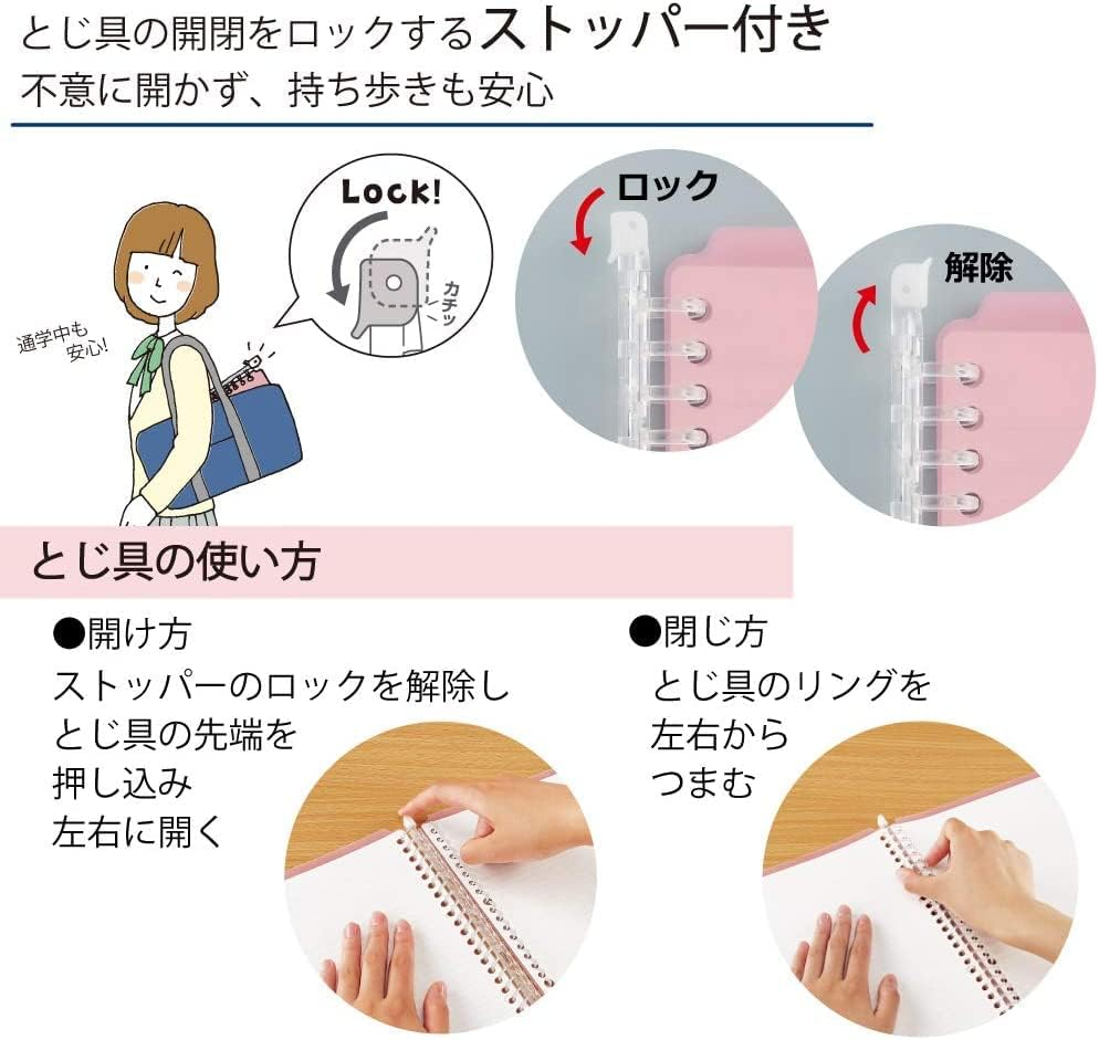 Kokuyo Campus Smart Ring Binder, up to 60 Sheets, B5, 26 Holes, Transparent (RU-SP706T) image number 1