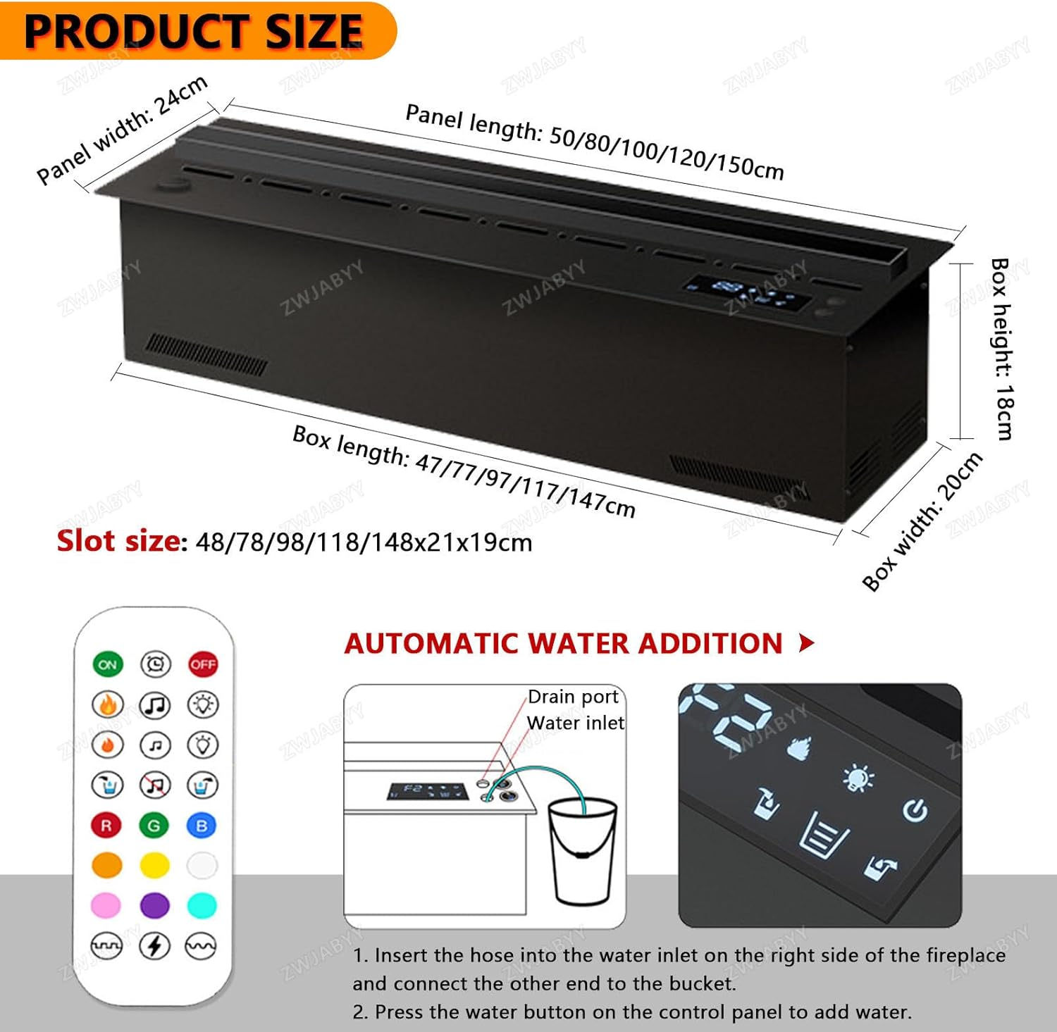 Water Vapor Fireplace,Electric Water Vapor Fireplace Smart 3D Flame Decoration Steam Fireplace Humidifer for Office,Home,Hotel,Restaurant,80Cm/31.5In