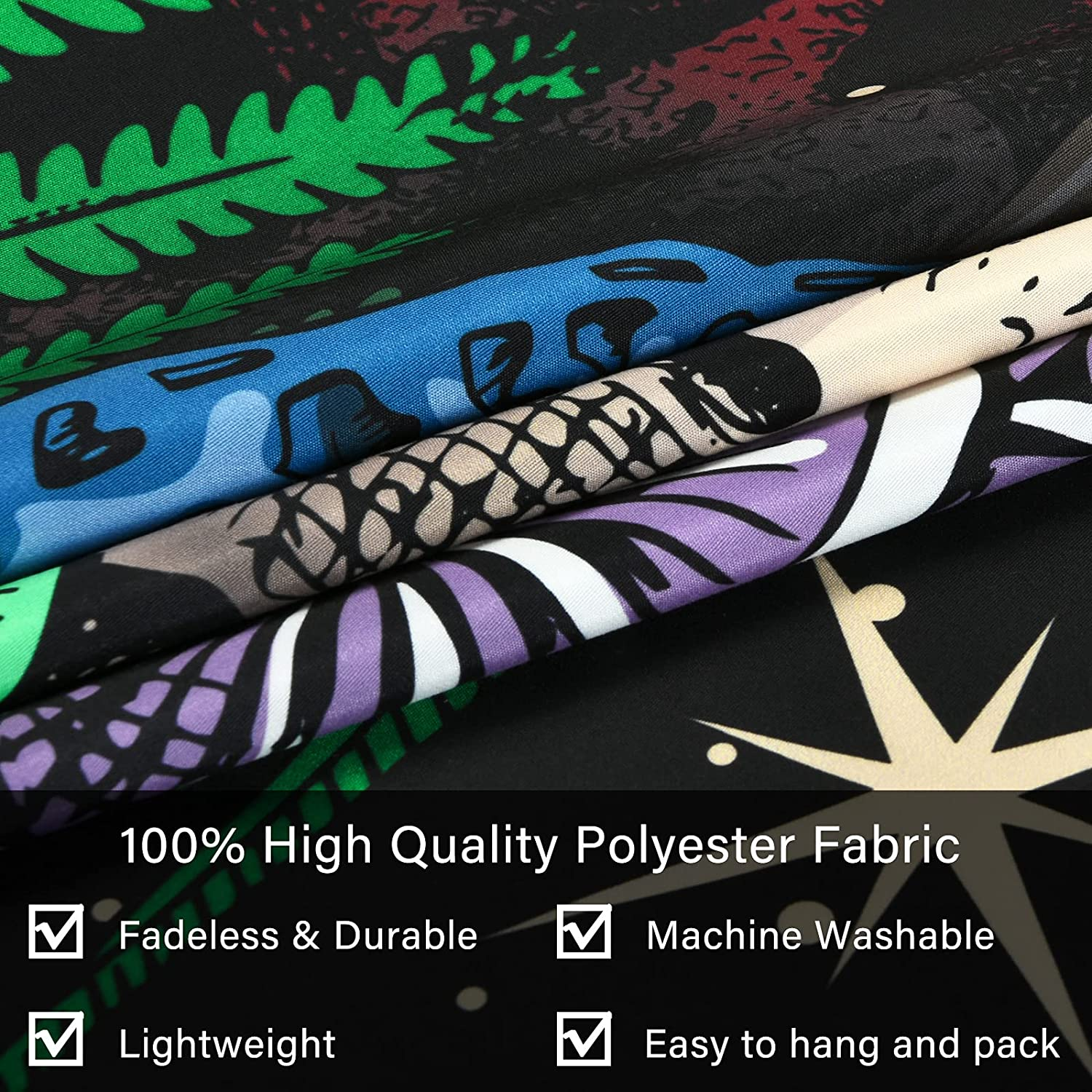 Livole Skull Tapestry Colorful Plants Tapestry Constellation Tapestry Black Starry Tapestry Trippy Tarot Tapestry Wall Hanging for Room(59.1 X 59.1 Inches) image number 6