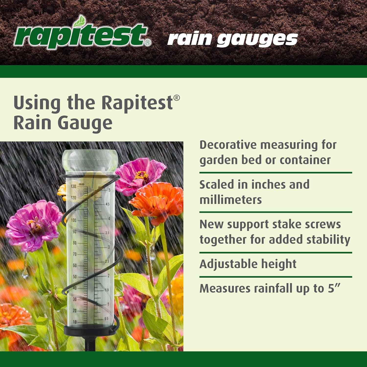 Luster Leaf 1646 Rapitest Spiral Metal Rain Gauge with Stake, Metal Spiral Rain Gauge W/Stake image number 6