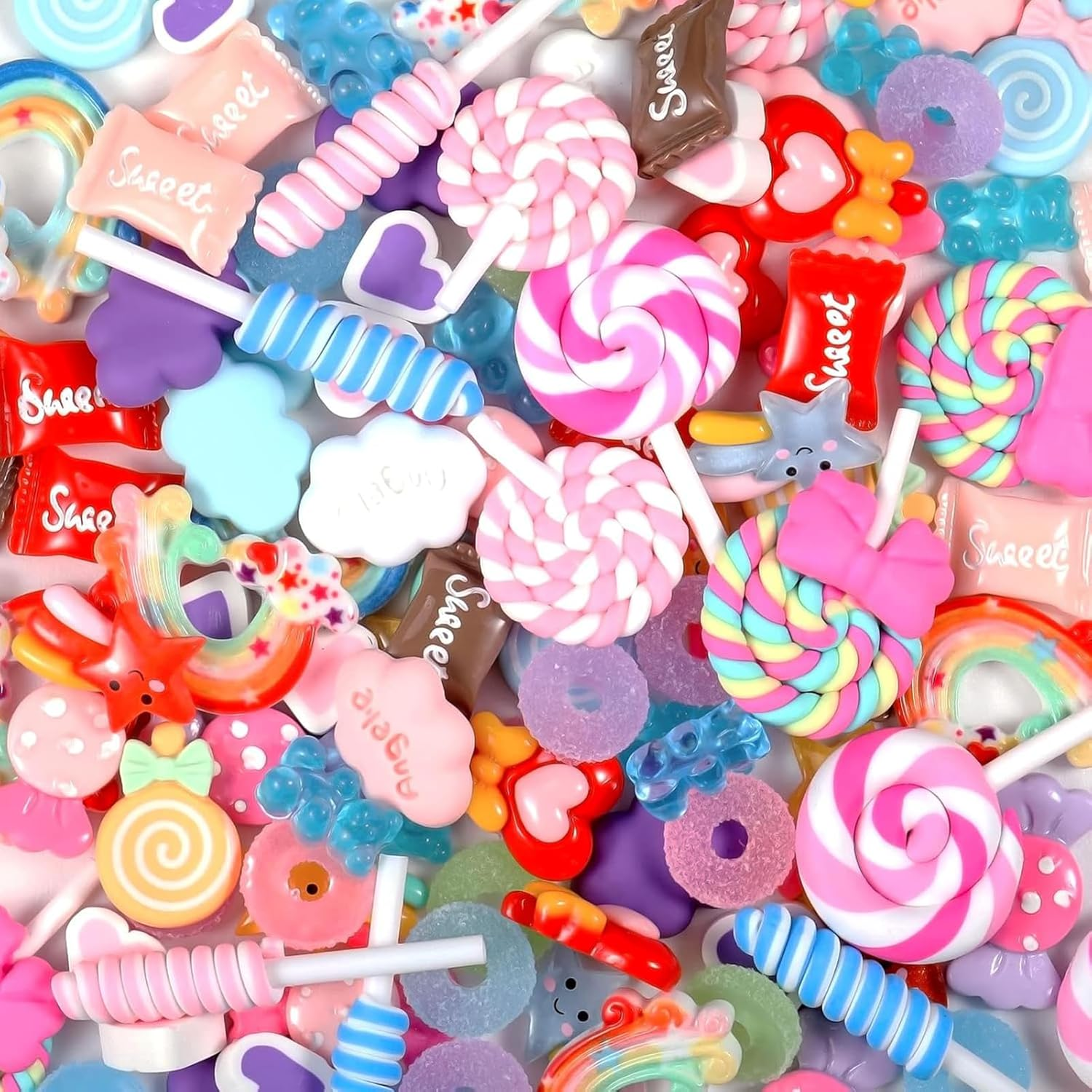 120Pcs Slime Charms Cute Set, Assorted Candy Sweets Resin Flatback Slime Beads Making Supplies for DIY Craft Hair Clip Scrapbooking Decorations Embellishments Ornament