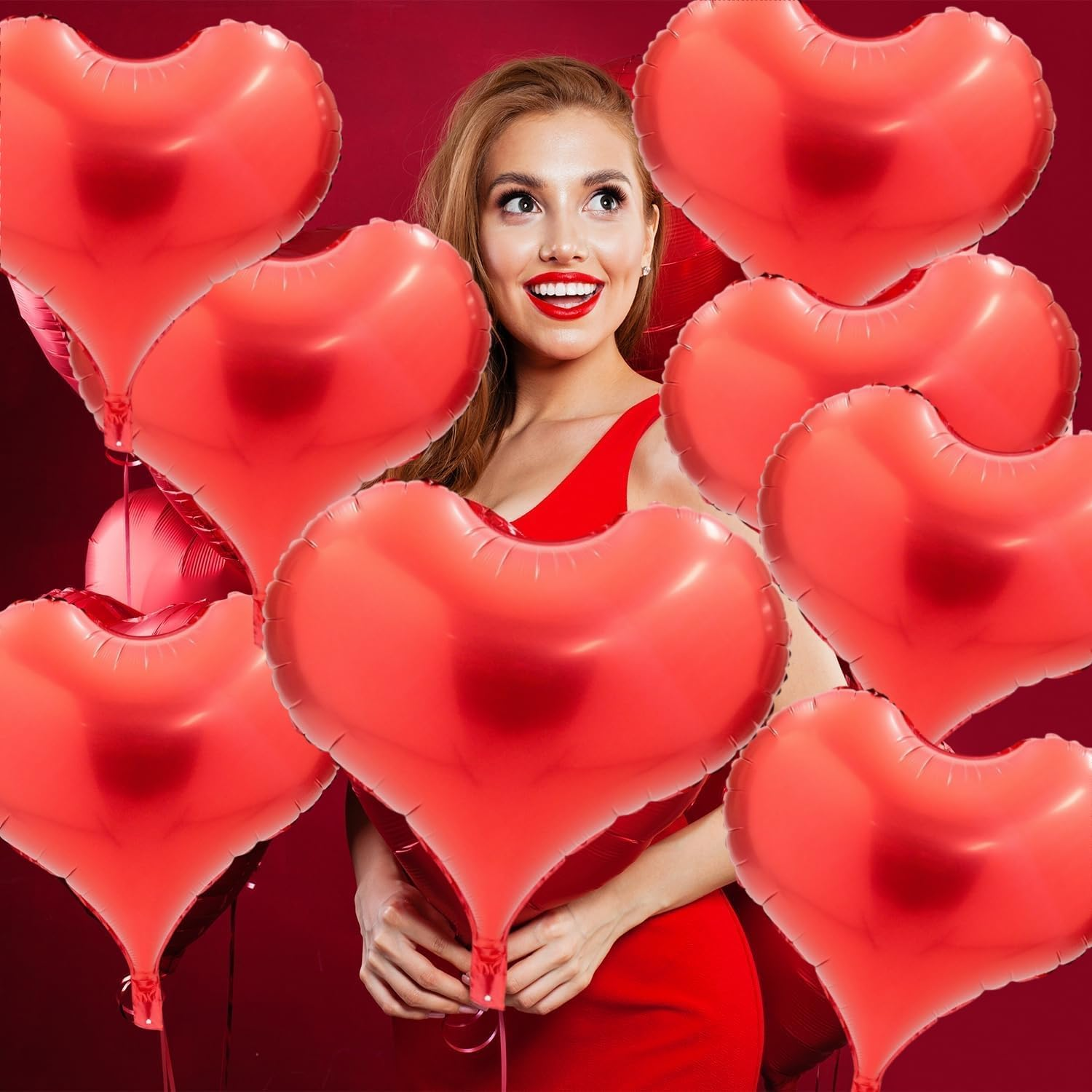 5Pcs 24 Inch Heart Foil Balloon for Valentine'S Day Decoration - Romantic Decor (Red) - Pearl Pink image number 4