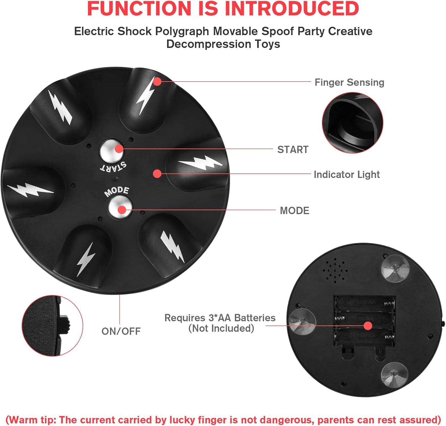 OSDUE Electric Shock Roulette Game, Electric Shock Game, Novelty Game, Fun Polygraph, Tricky Electric Shock Roulette Shooting Desktop Decompression Creative Truth or Dare, Fit for Home Bar Party Toys image number 3