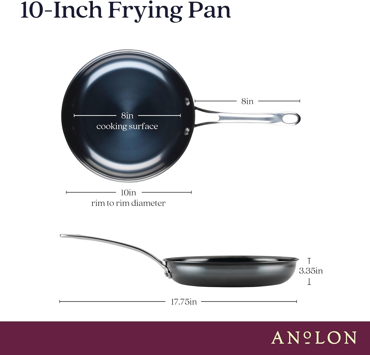 Anolon N2 Carbon Steel Frying Pan 25Cm, Nonstick Skillet, Induction Compatible, Lightweight, Oven Safe to 400 C, Rust Resistant, Ergonomic Handle, Black Cookware image number 1
