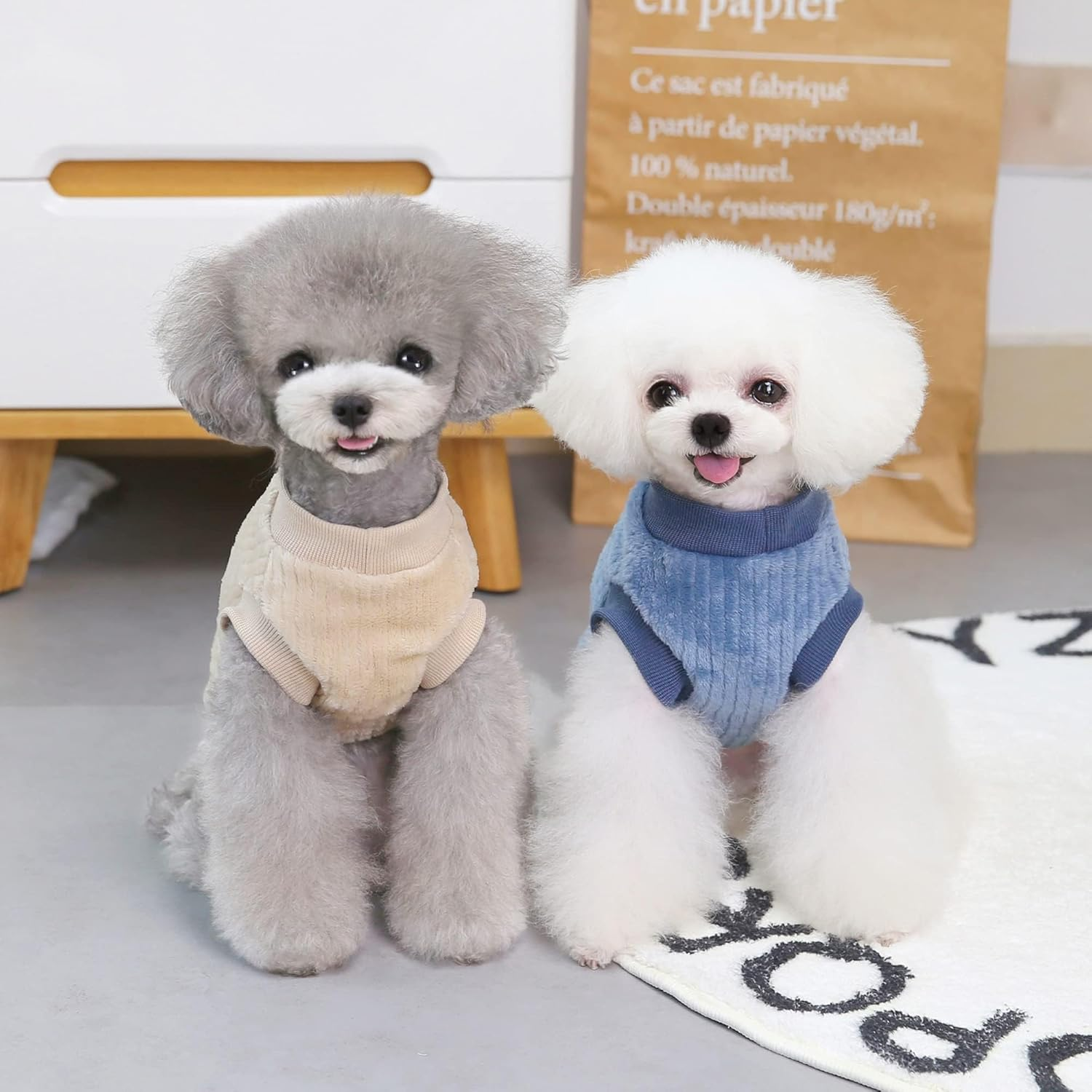 YAODHAOD Dog Clothes Pet Plush Pullover Dog Sweater Soft Thickening Warm Pup Dogs Shirt Winter Puppy Sweater for Dogs Cats (Small, Blue) image number 3