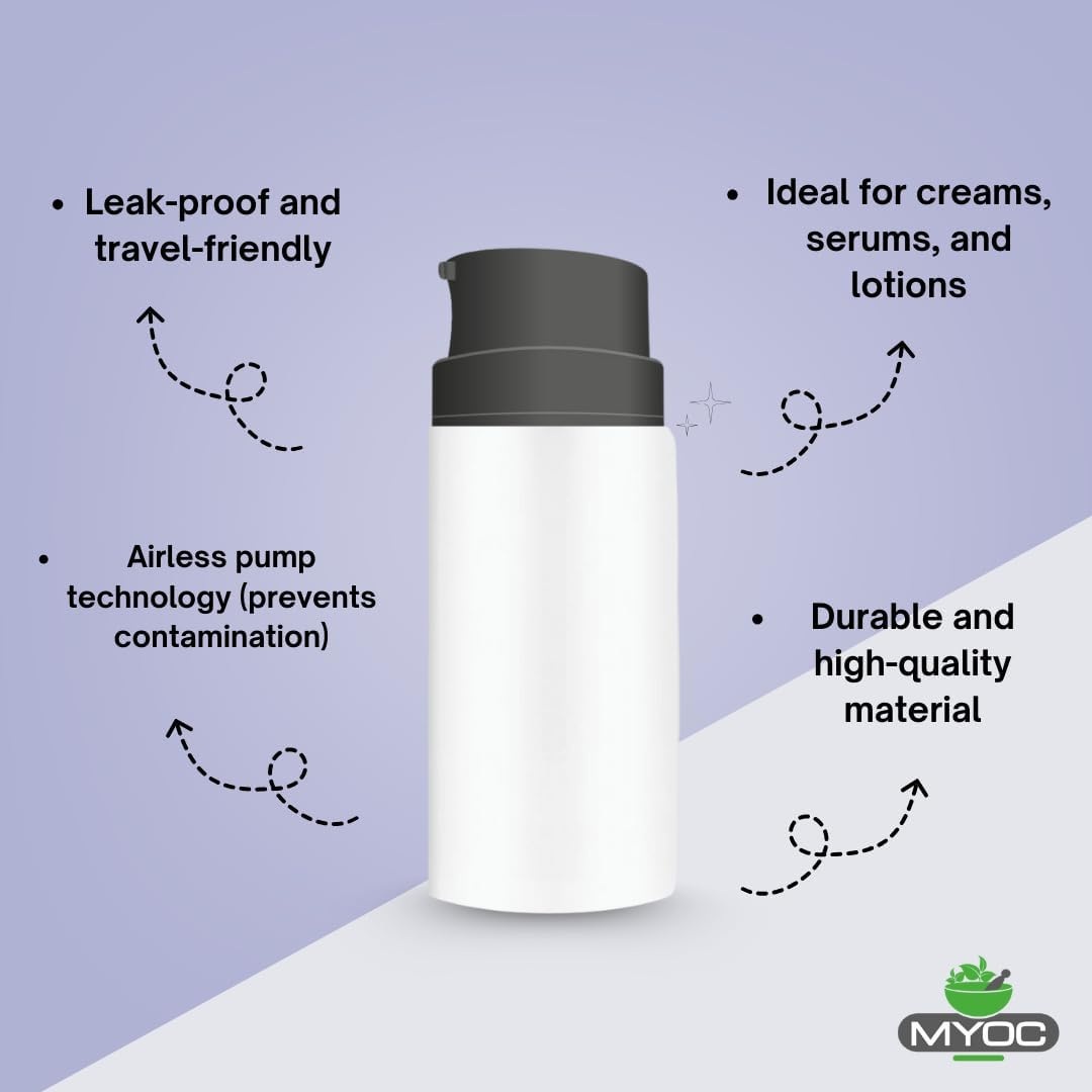 MYOC White Airless Bottle Set with Black Pump| 4 Bottles | 15Ml | Leak-Proof & Precise Dispensing | Ideal for DIY Beauty & Skincare image number 4