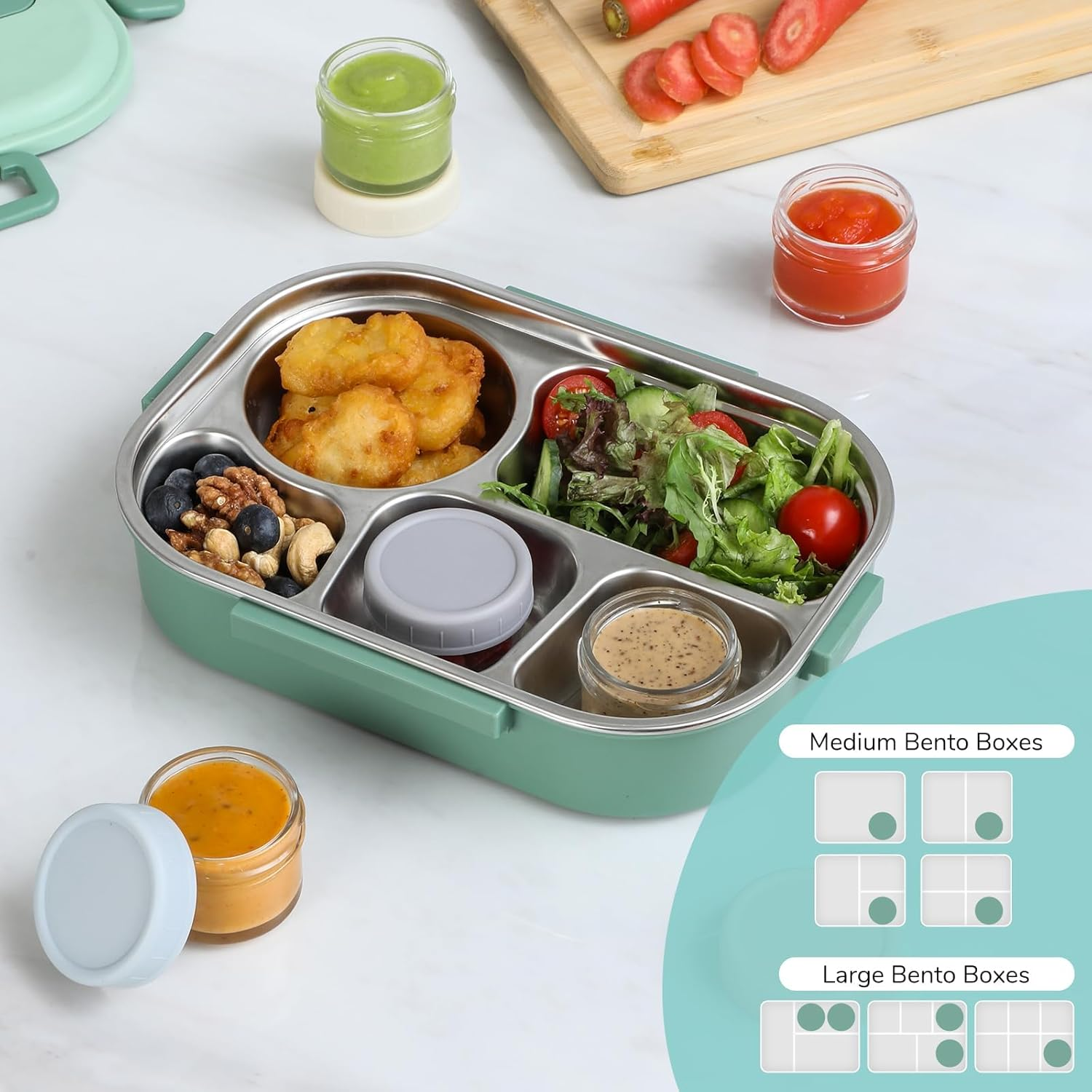 6 Pack Salad Dressing Container to Go, 1.7 Oz Glass Small Condiment Container with Lids, Dipping Sauce Cups Set, Leakproof Reusable Sauce Containers for Lunch Box Work Trip image number 3