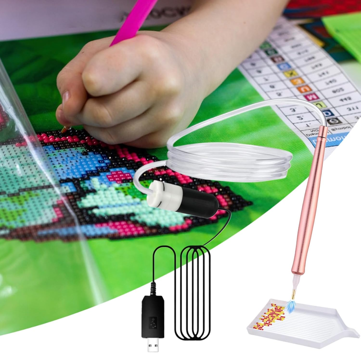 Wrohto Rhinestone Art Pen | Electric Rhinestone Art Painting Pens Vacuum - Automatic Applicator USB Accessories Portable for Event Decor Setup Crafting Projects Beginners