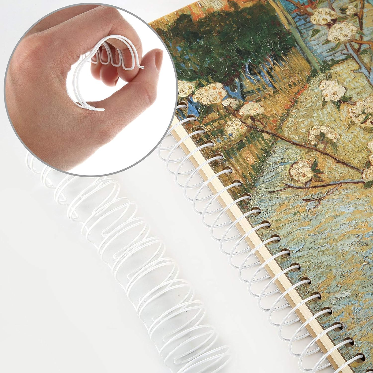 Zonon 6 Pieces Binding Wire Twin Loop Spines Double Loop Binding Wire 1 Inch Cinch Diameter 23 Holes for Teacher Student Document Notebook Making(White) image number 4