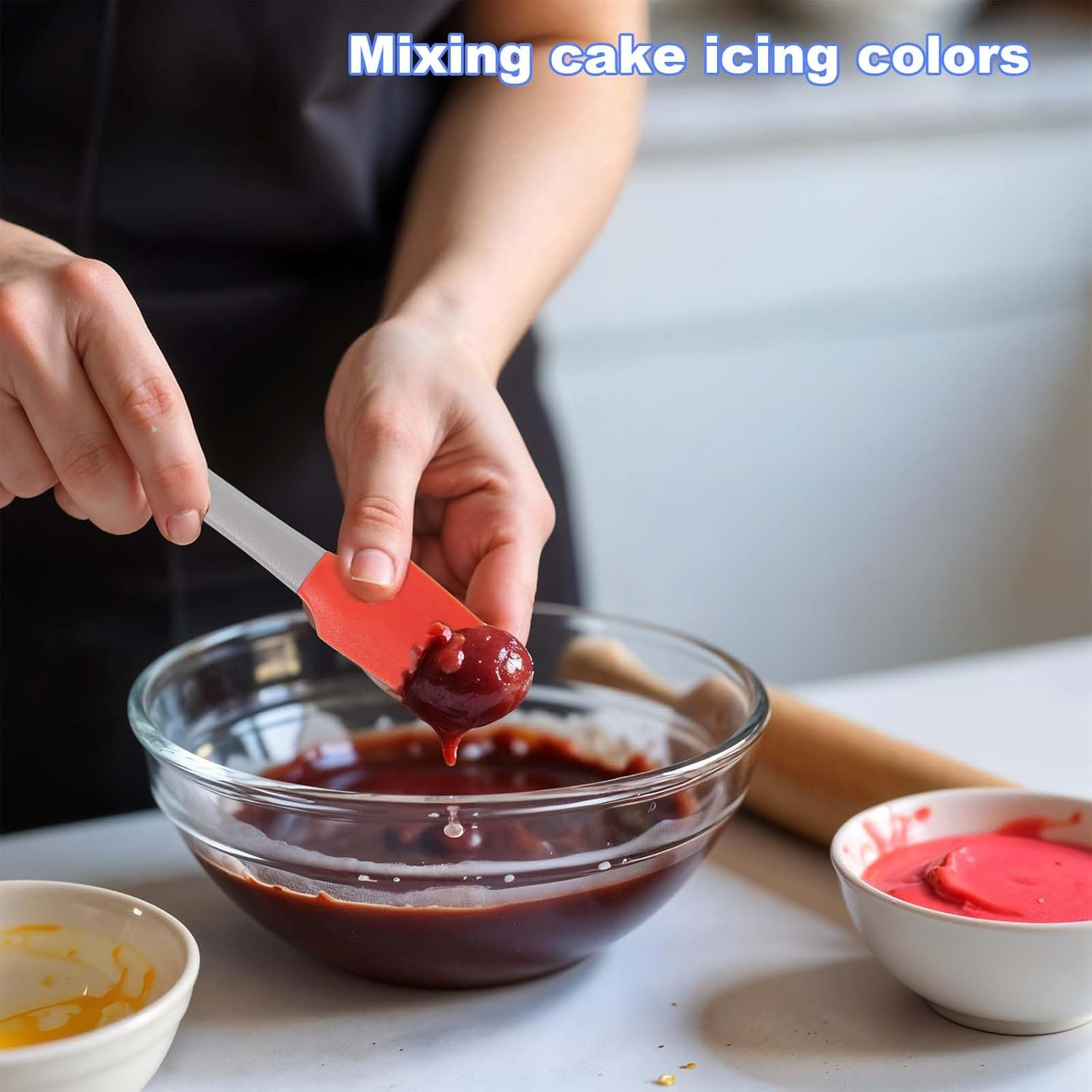 Sibba Silicone Mini Spatula 6 Pcs Curved Small Spatula Kitchen Scraper Spatula Wet Pet Food Can Spatula Rubber Jar Spatula Non-Stick Cooking Utensils for Baking Frosting Mixing 7 IN image number 3