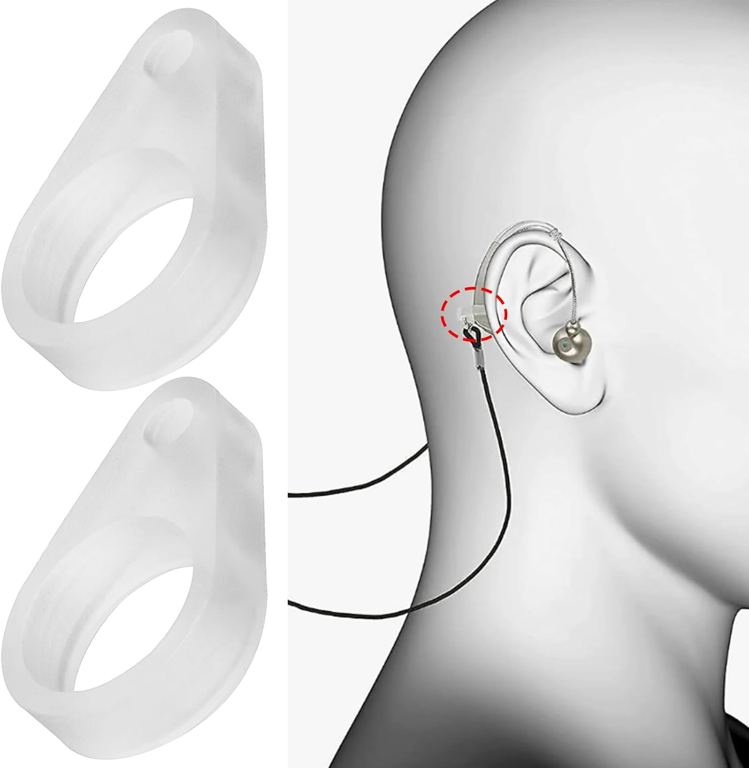 10Pcs 9Mm Loops Hearing Aid Clip Silicone Clip Compatible with DTS Hearing Aids image number 3