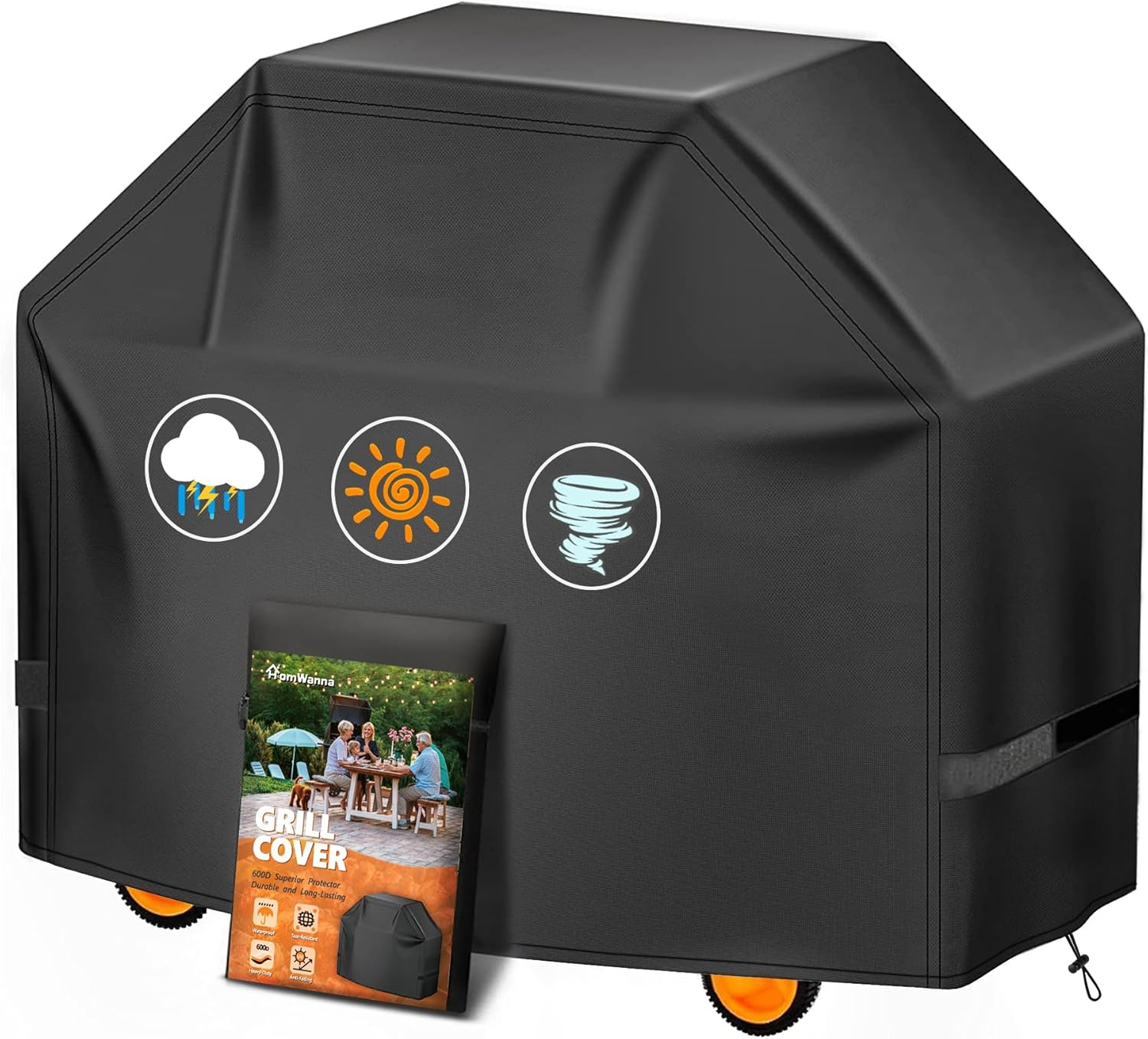 Homwanna BBQ Cover 132CM - 600D Grill Cover for Weber Spirit 300 & Spirit 400 Series Grills - Outdoor Barbecue Covers Waterproof Heavy Duty for Weber Spirit E310, E315, E325, E330, E-425 and E-435 image number 6