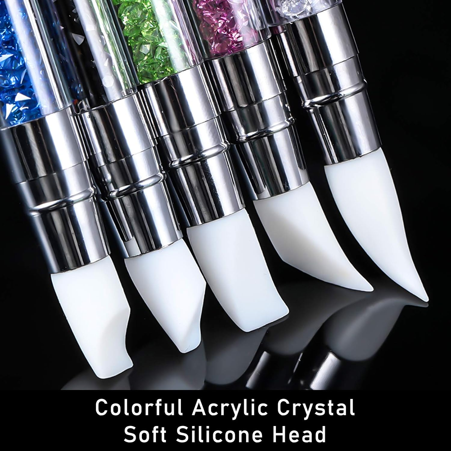 Maitys 10 Pieces Dual Tipped Silicone Nail Tools Nail Sculpture Pen Brushes Rhinestone Nail Polish Acrylic Carving Pen Silicone Head Manicure DIY Brush Dotting Tools Kit for Home Salon image number 4