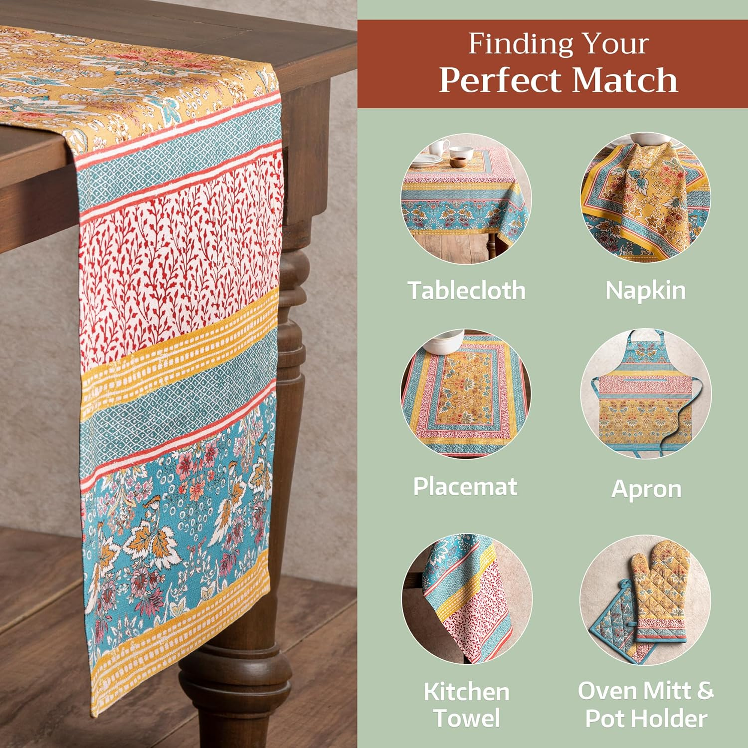 Maison D'Hermine Table Runner 100% Cotton Double Layer Table Runners 72 Inches Long Decorative for Home Kitchen Dining Party Baby Shower Wedding Bridal Shower Spring Summer (Marquise, 14.50" X 72") image number 2