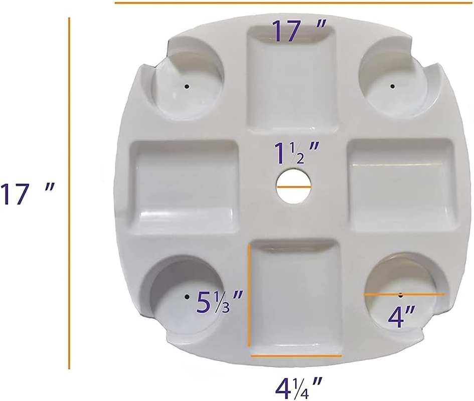 17 Inch Beach Umbrella Table Tray with 4 Cup Holders and 4 Snack Compartments for Beach Patio Garden Yard Swimming Pool (17" White) image number 1