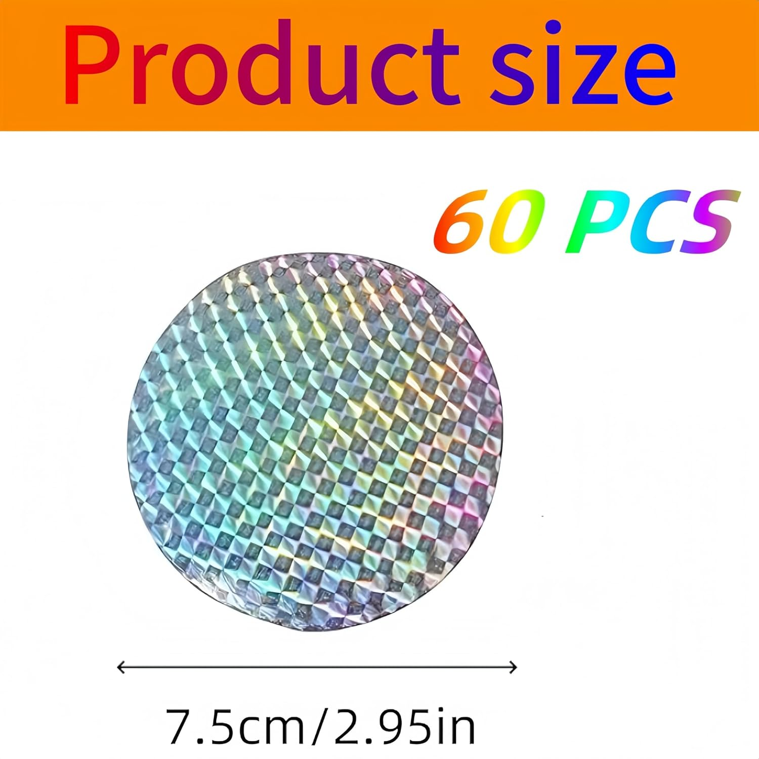 60 Pcs Reflective Window Tint Bird Deterrents,75 Mm Bird Film Bird Deterrent Spikes Reflective Discs,Anti-Collision Window Stickers,For outside Easy Install Weatherproof Garden Yard image number 1