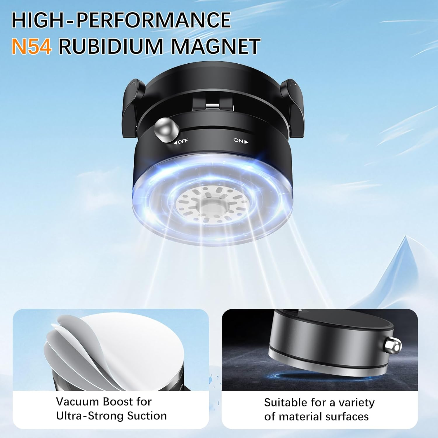 YINLAI Vacuum Suction Magnetic Phone Holder 2025 Car Mount with Reinforcing Clip, Phone Holder Car Accessories for All Cars Phone Mount for Cellphone Smartphone Mount Stand, Black image number 4