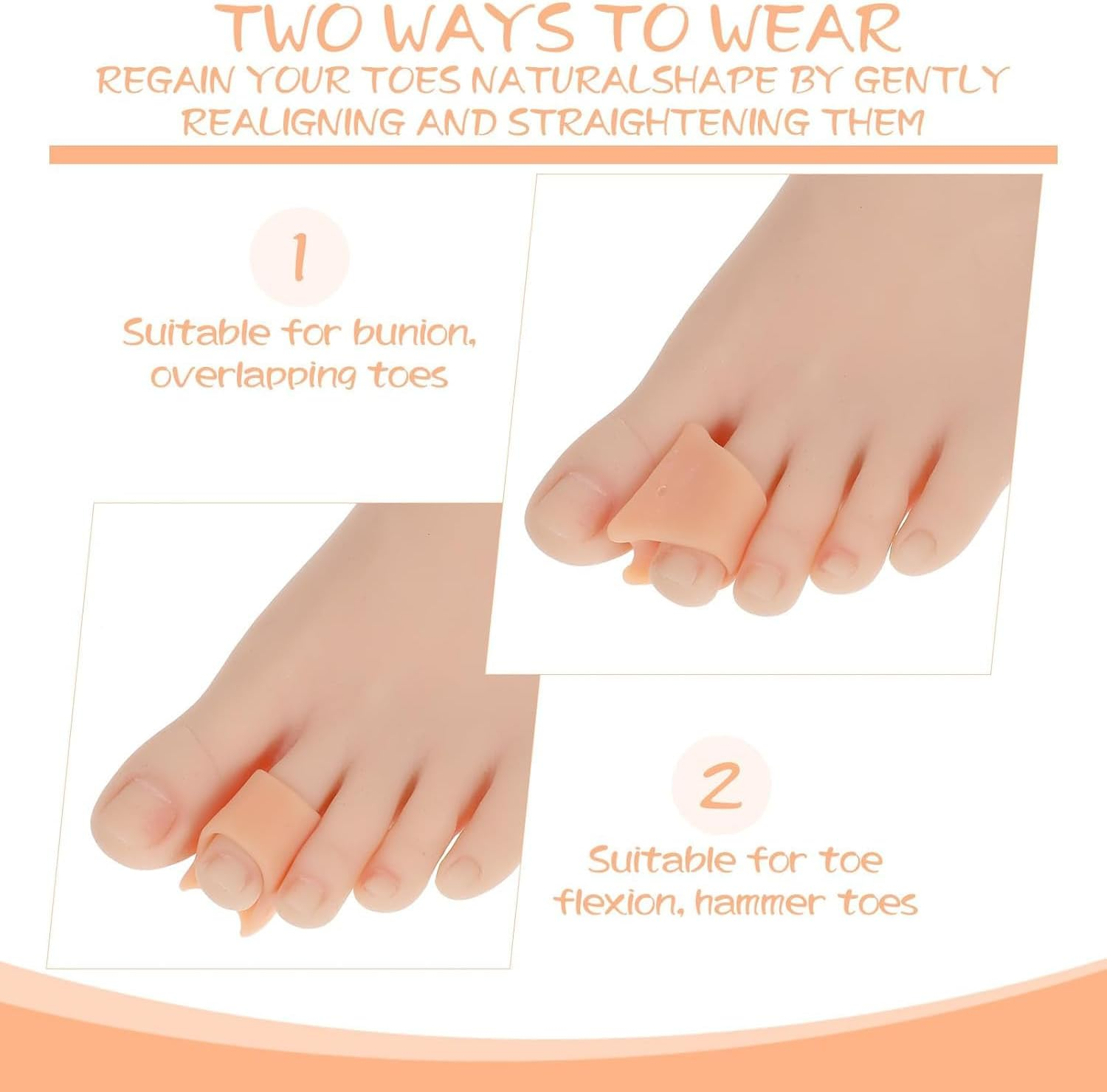 14PCS Hammer Toe Straightener Corrector, Toe Spacers Toe Separators Bunion Corrector Toe Splint for Bunion Claw Crooked Toes Hammertoe Overlapping Toes Foot Pain Relief image number 4