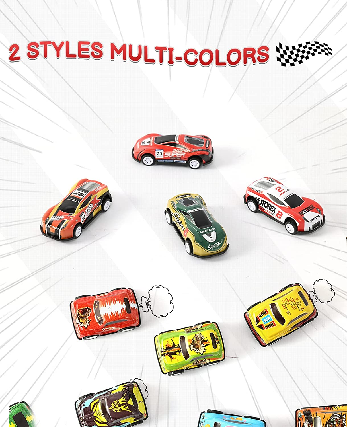 36 Pack Pull Back Cars, Friction Mini Toy Cars Fun Bulk Race Car Set for Kid Ages 3 4 5 6 Years Old, Boys and Girls Christmas Birthday Party Gifts, and Treasure Box Toys for Classroom image number 4
