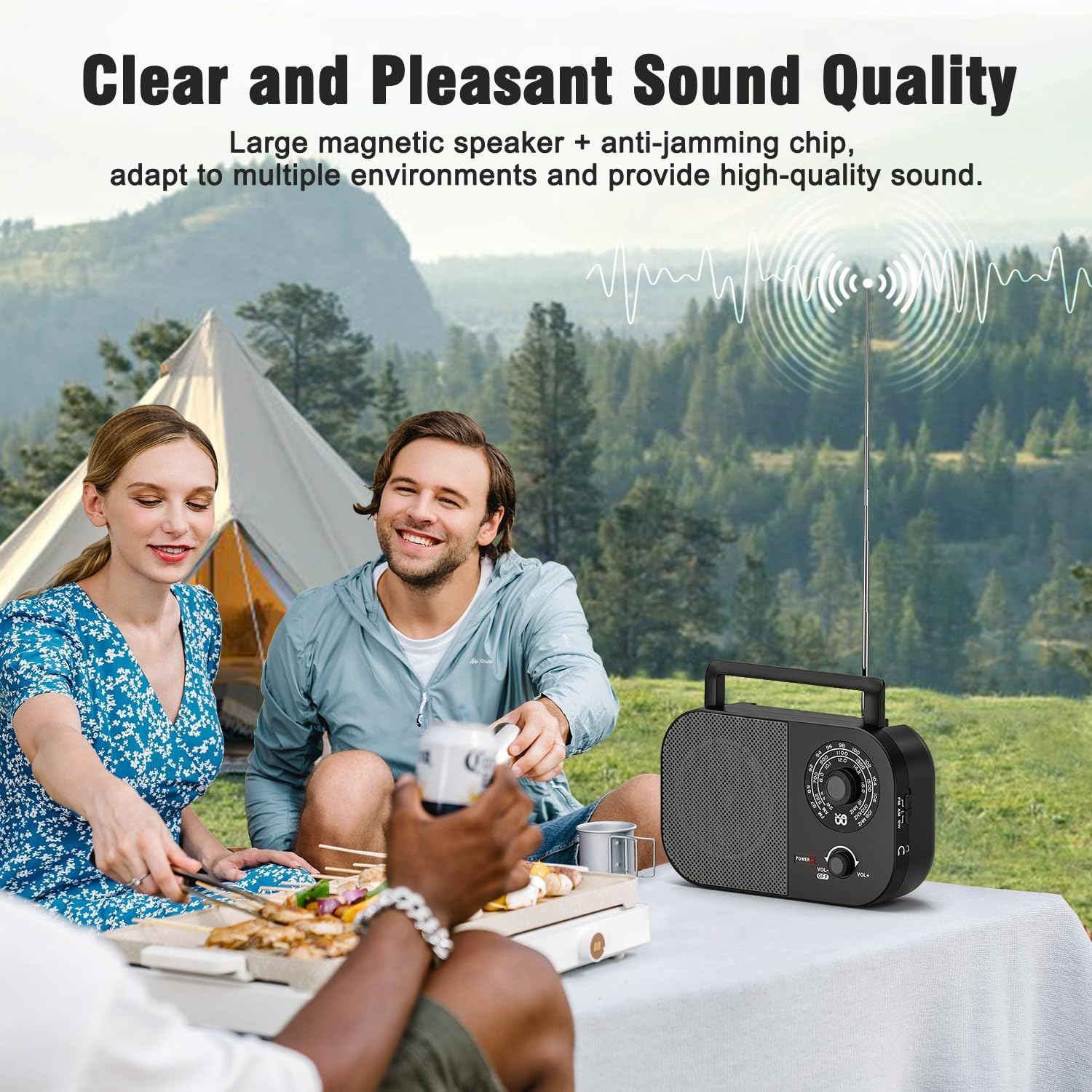 Portable Radio AM FM SW with Best Reception, Transistor Radio with Battery Operated or AC Power Adapter, 5W Big Speaker, Large Tuning Knob, Clear Dial, Earphone Jack for Gift image number 6