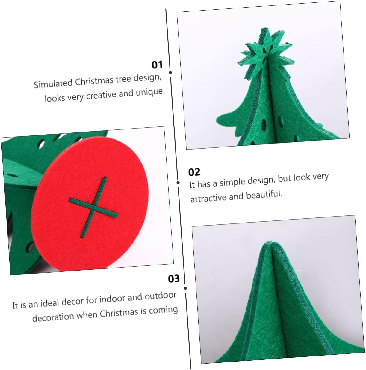 2Pcs Fake Christmas Tree Ornament Creative Party Xmas Adornment Decorative Tree Shape Christmas Decor Simulated Ornament for Indoor Window Table Party Decorations image number 6