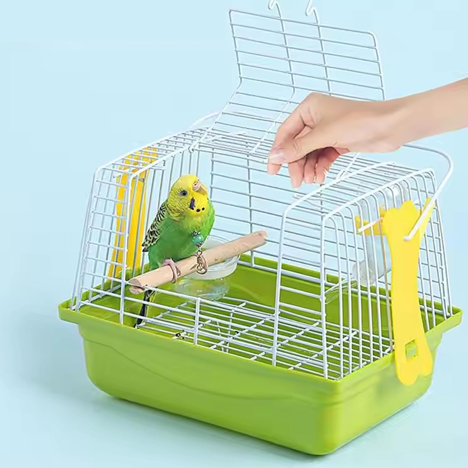 Bird Travel Cage Portable Bird Travel Cage with Handle and Bottom Net, Easy to Assembly for African Grey Conure Cockatiel Lovebird Finch Canary image number 3