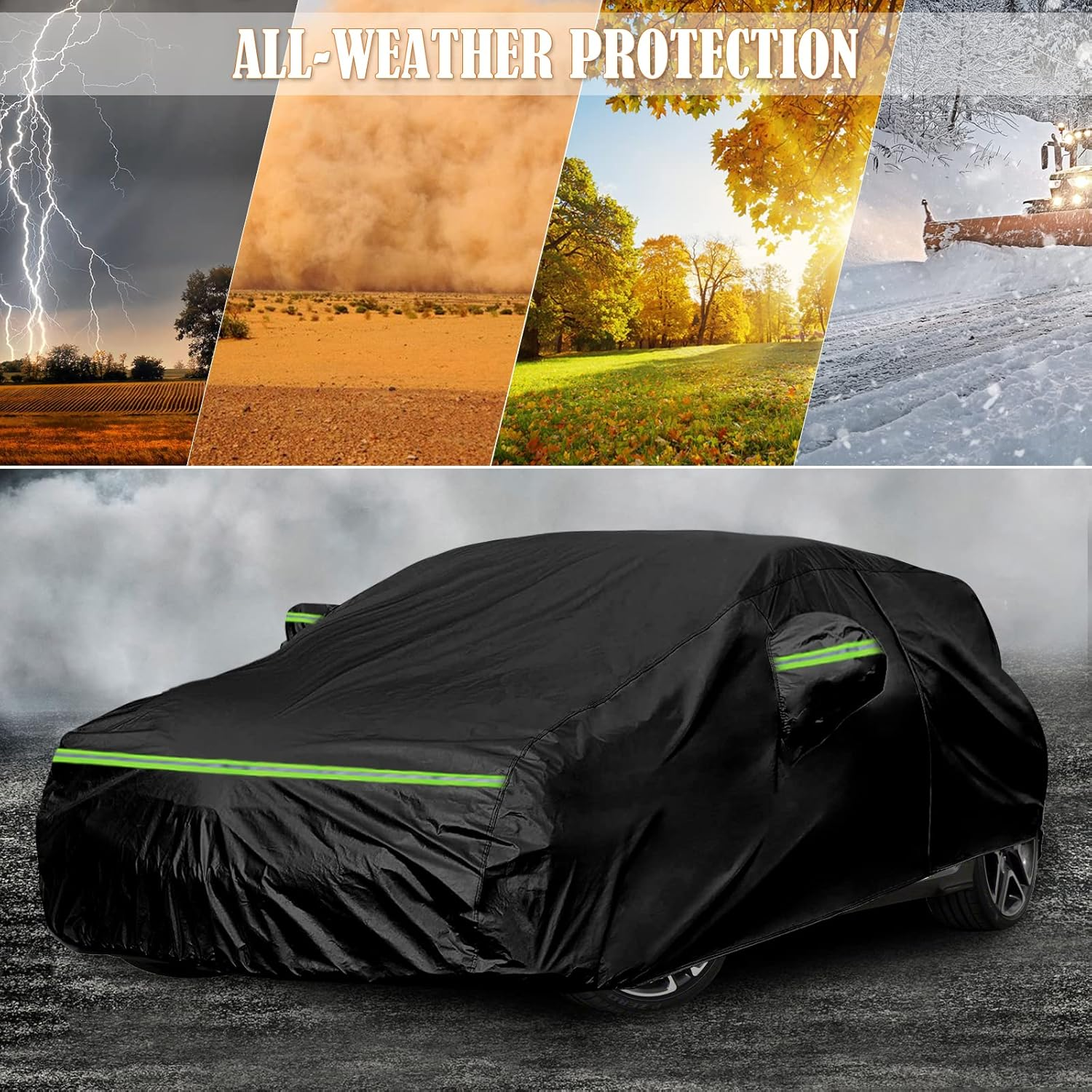 Waterproof Car Cover Replacement for 2011-2025 Hyundai Veloster, 6 Layers All Weather Car Cover with Zipper Door & Windproof Bands for Snow Rain Dust Hail Protection image number 4
